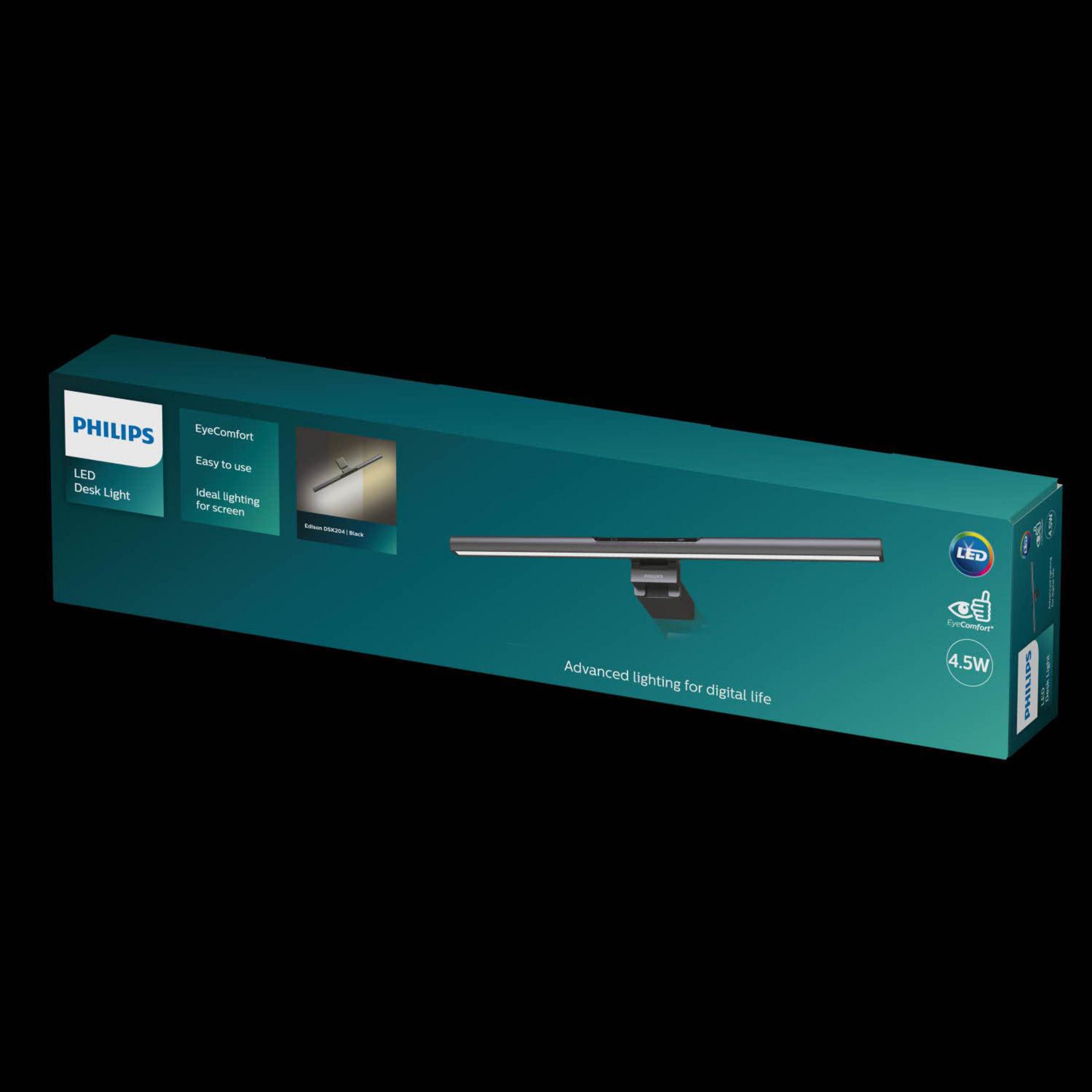 Confezione di una lampada da scrivania LED Philips con tecnologia EyeComfort.