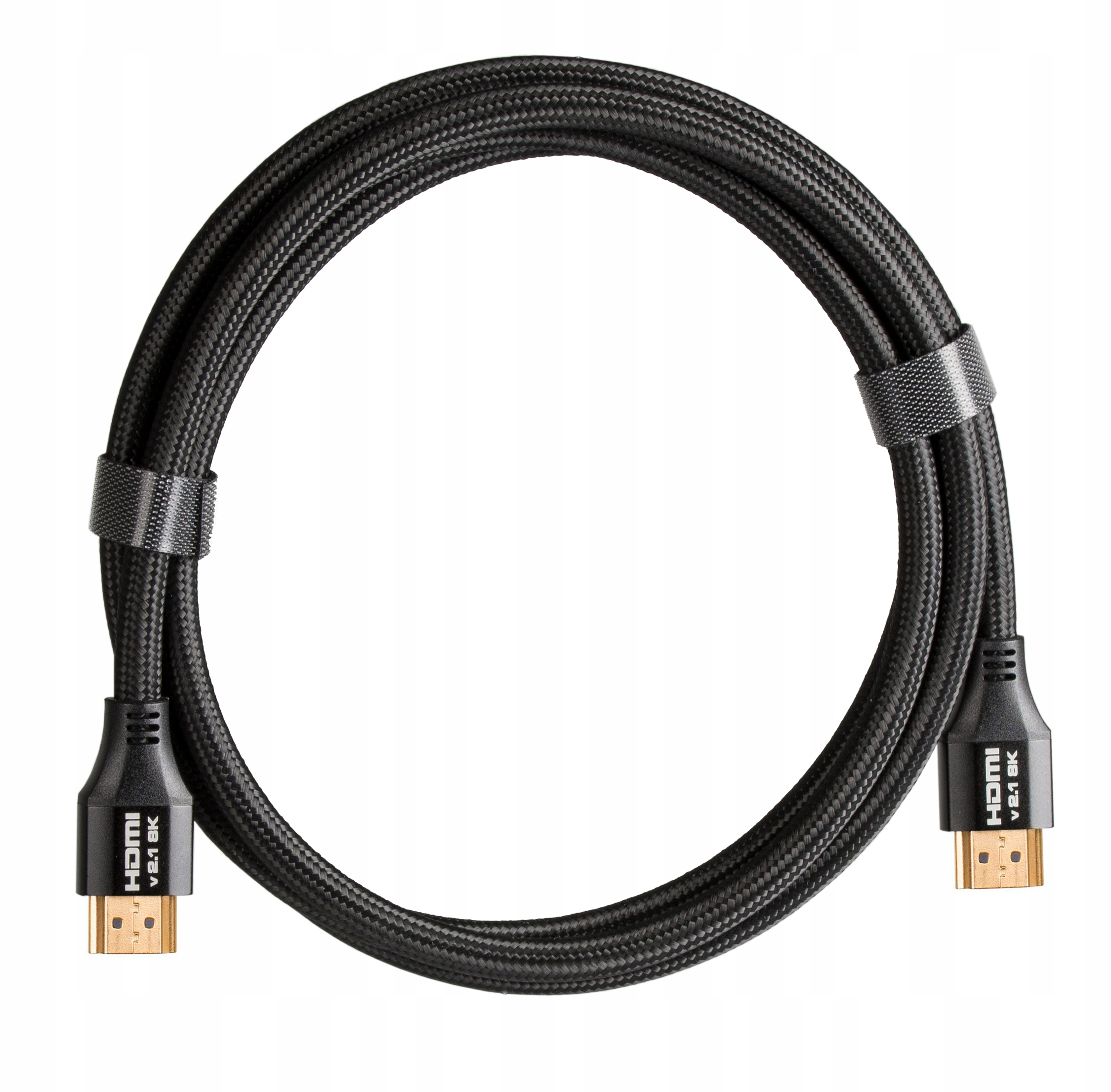 Czarny kabel HDMI ze złotymi złączami i oznaczeniem 8K.