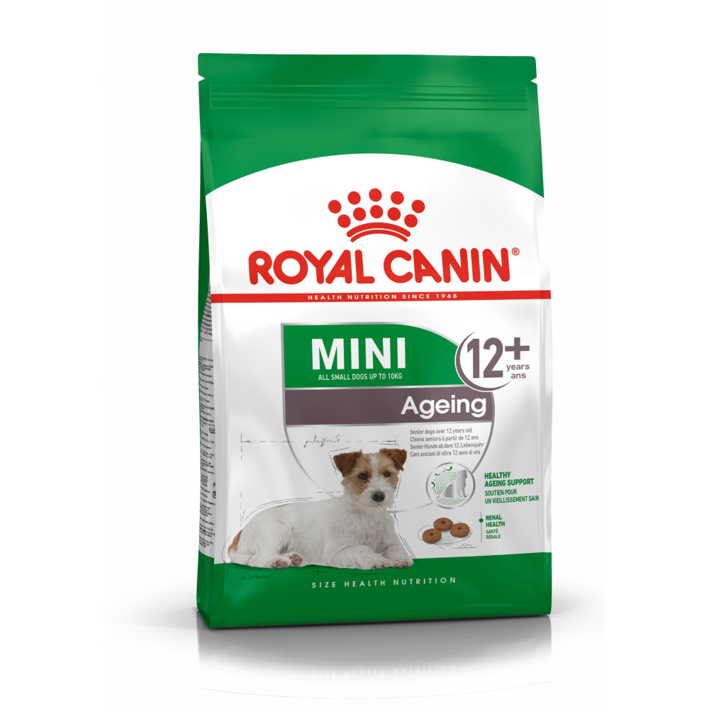 Bolsa de comida Royal Canin para perros mini mayores de 12 años.