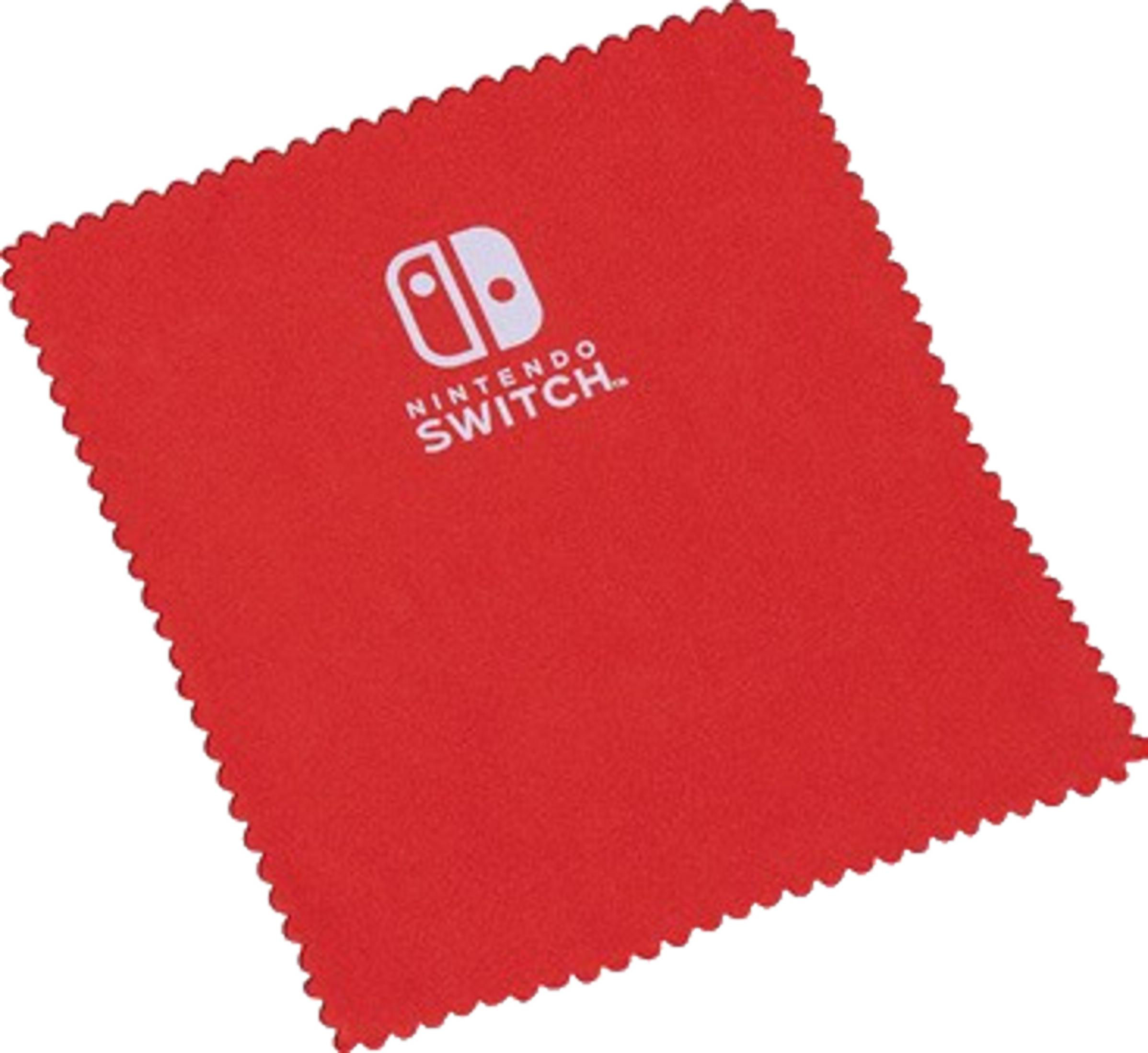 Czerwona ściereczka z mikrofibry Nintendo Switch z ząbkowanymi krawędziami.