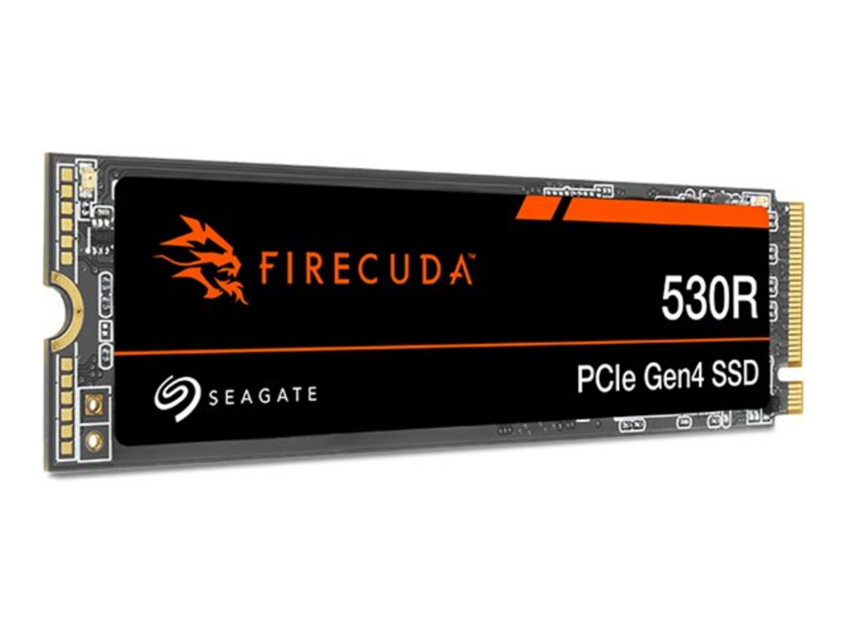 Dysk SSD NVMe Seagate FireCuda 530R z pomarańczowym logo.