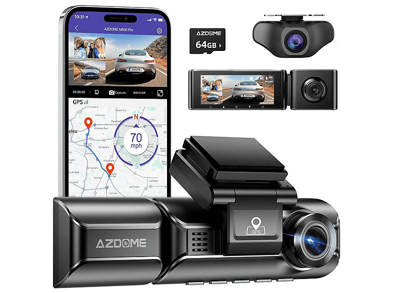 AZDOME M770 Pro 3CH 4K Wifi GPS 64gb Dashcam | MediaMarkt