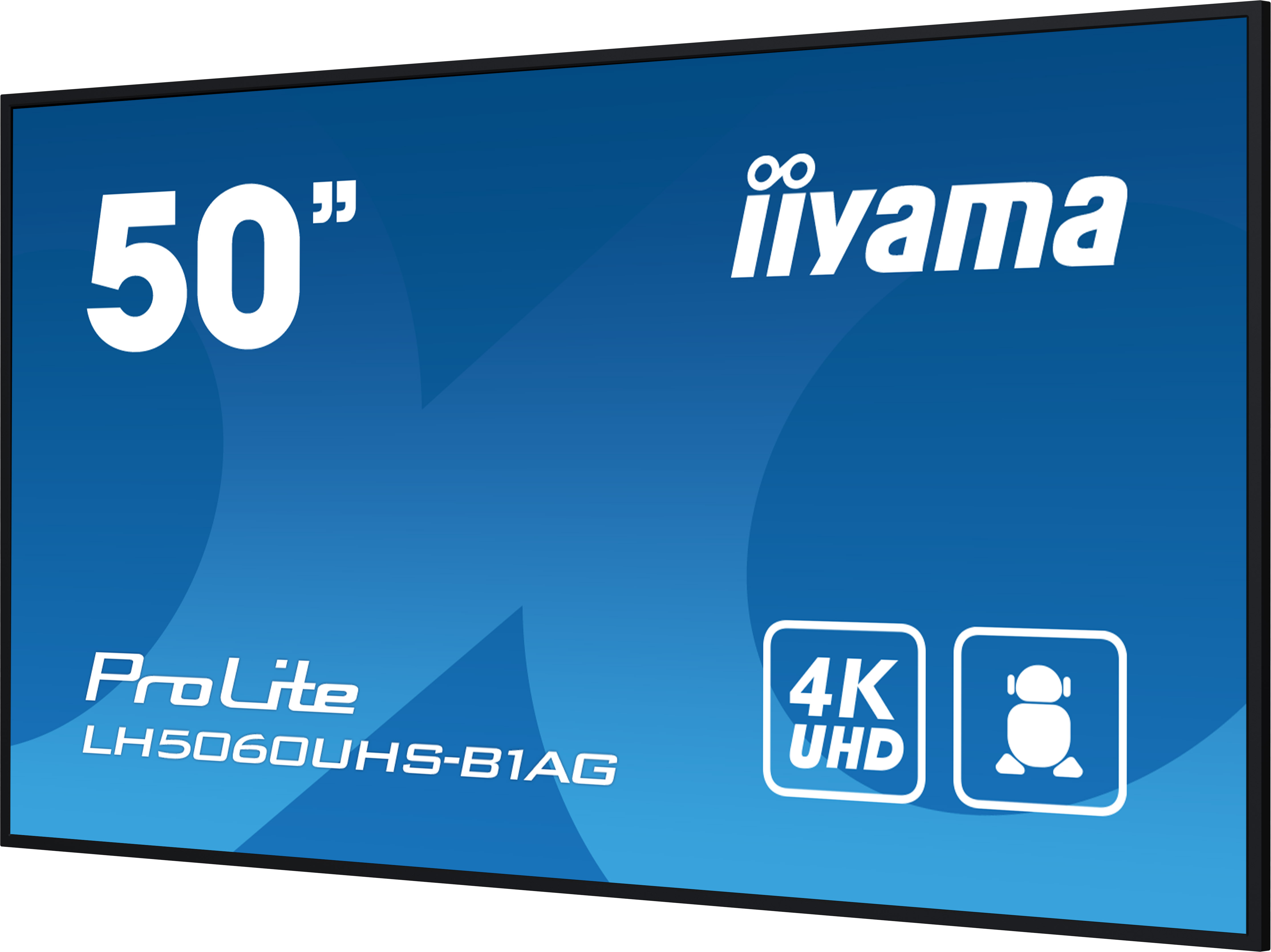 50" iiyama ProLite LH5060UHS-B1AG monitor featuring 4K UHD and touch icon.