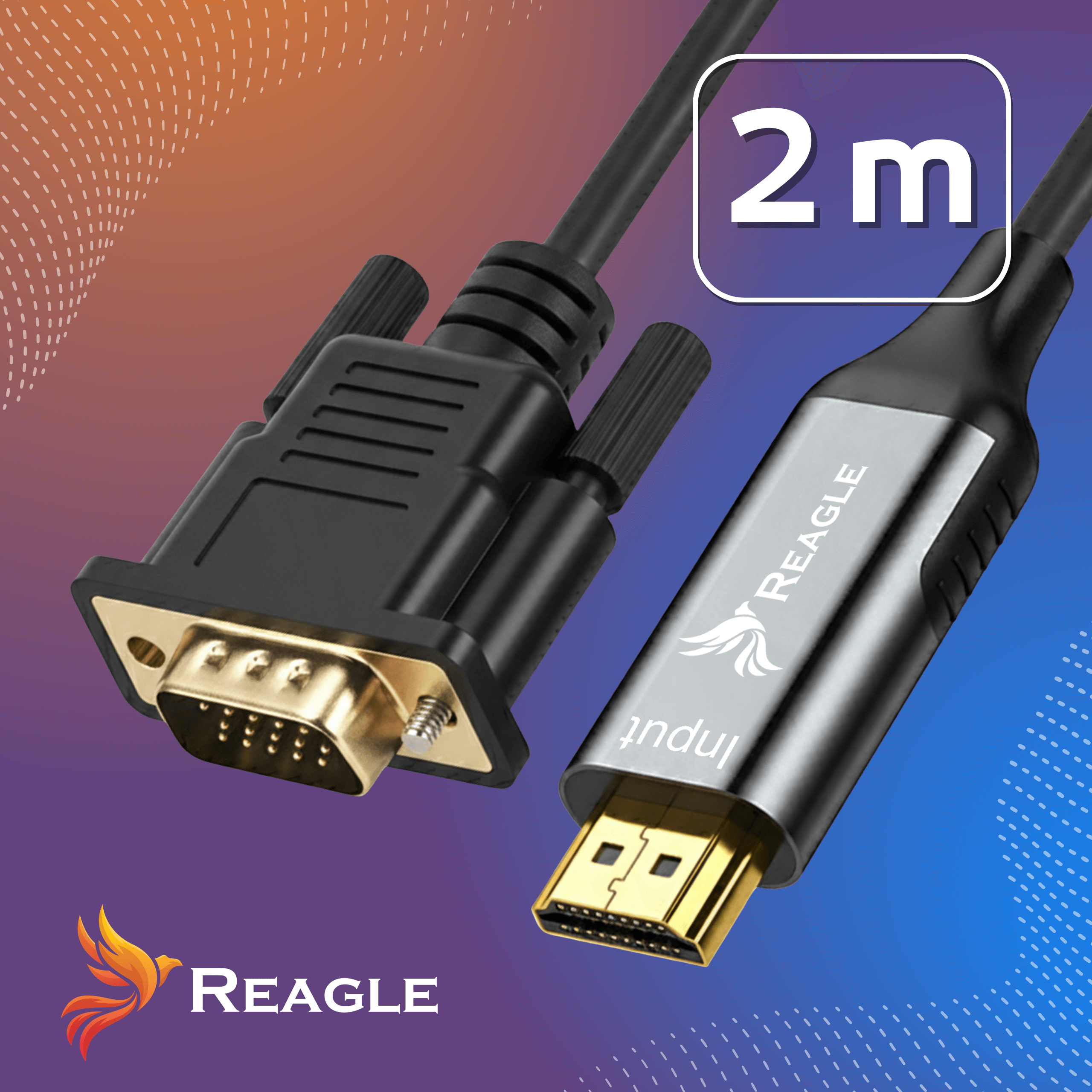 Kabel przejściowy HDMI na VGA o długości 2m.