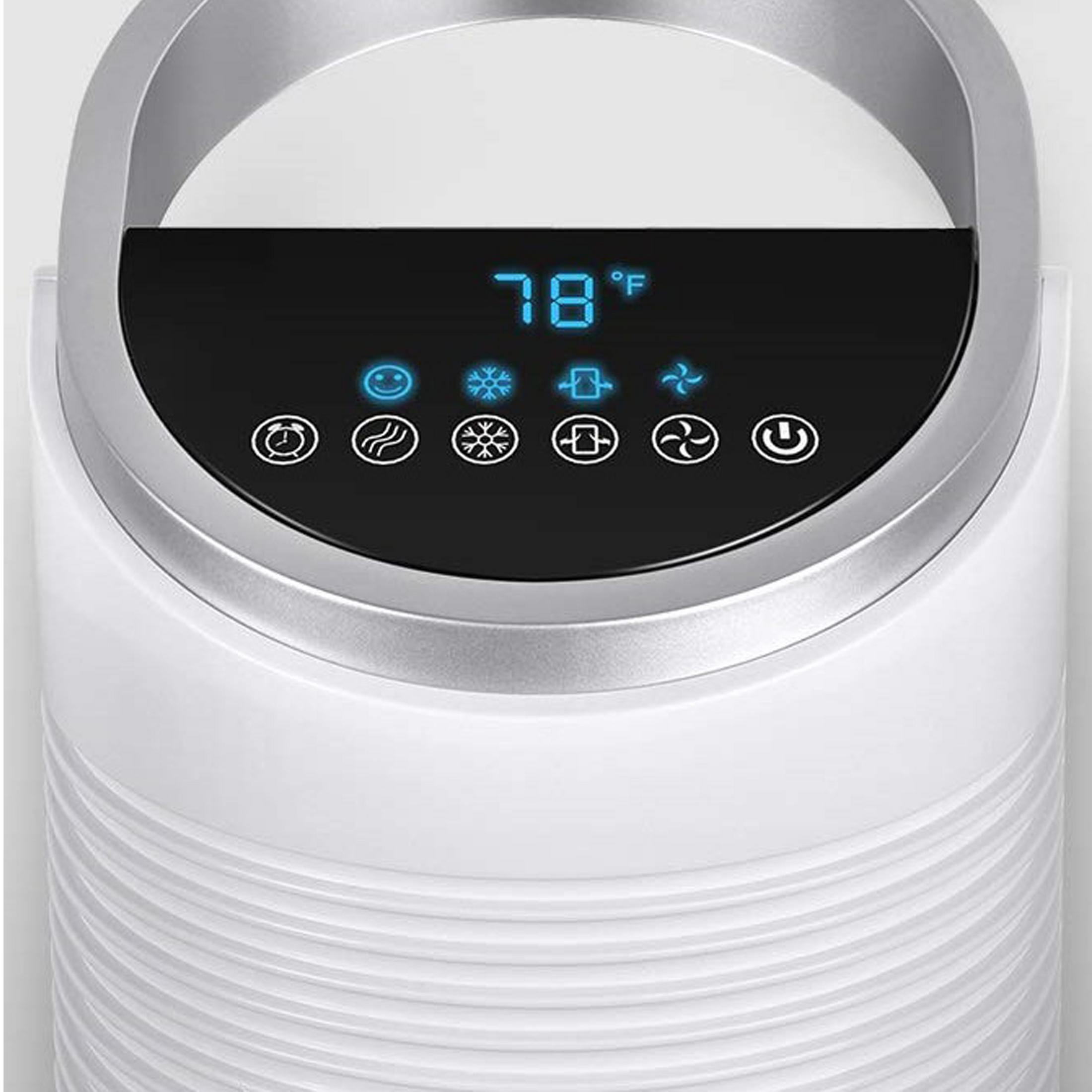 Ein weißer Luftreiniger mit digitaler Anzeige von 78 Grad Fahrenheit.