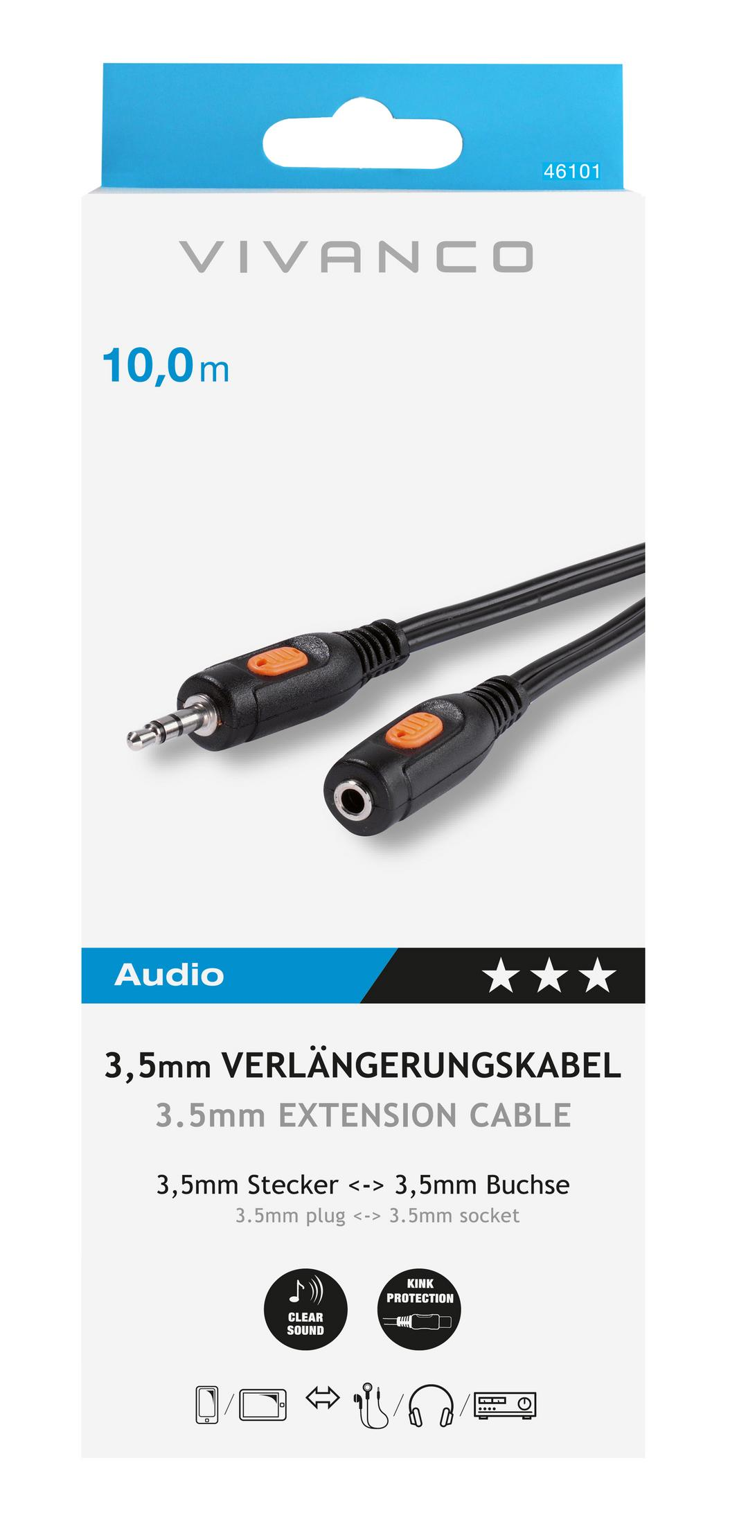 Un cable de extensión de audio Vivanco de 3,5 mm y 10 m.