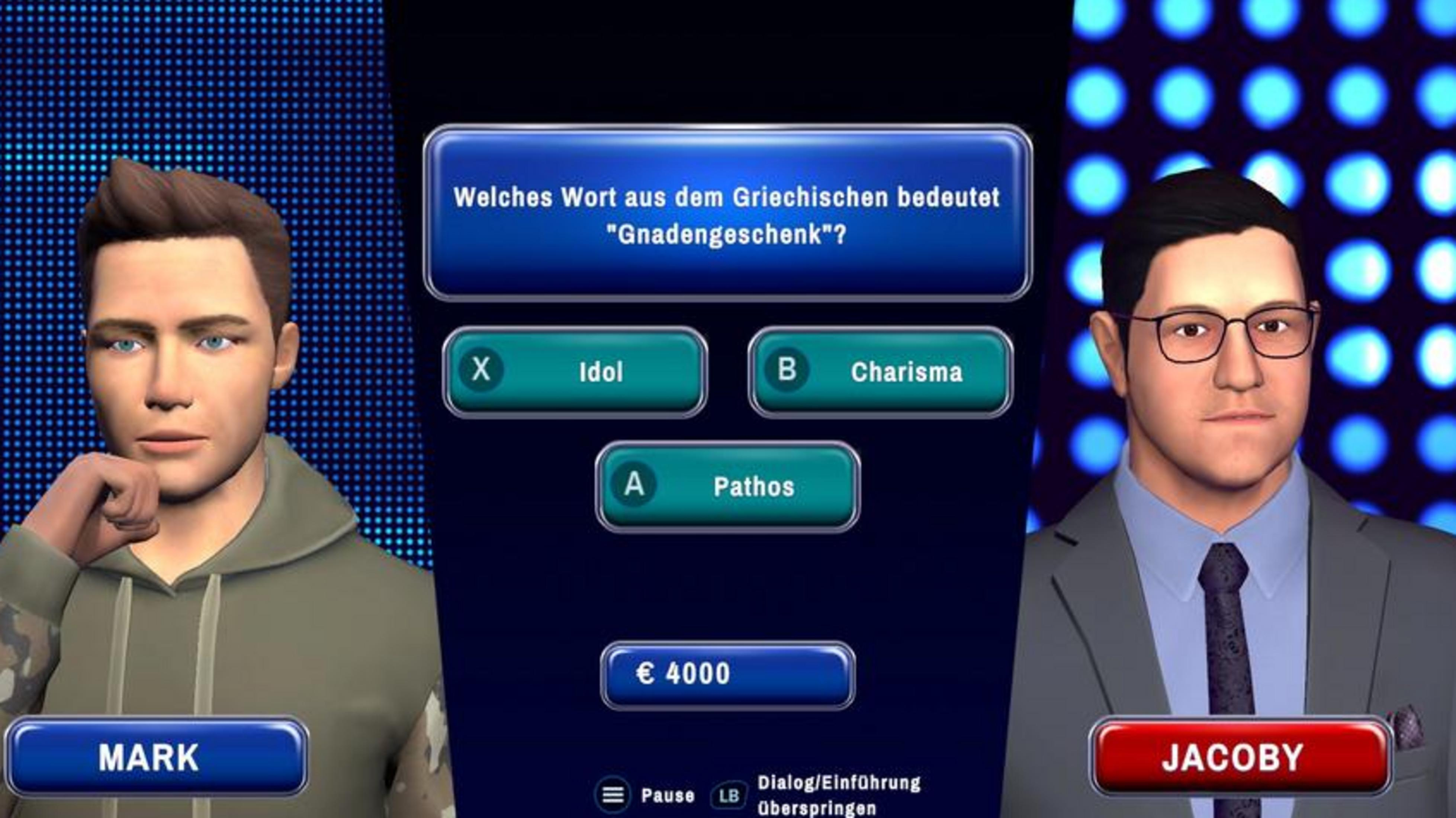 Quizspiel mit zwei Männern, Frage: 'Gnadengeschenk'?
