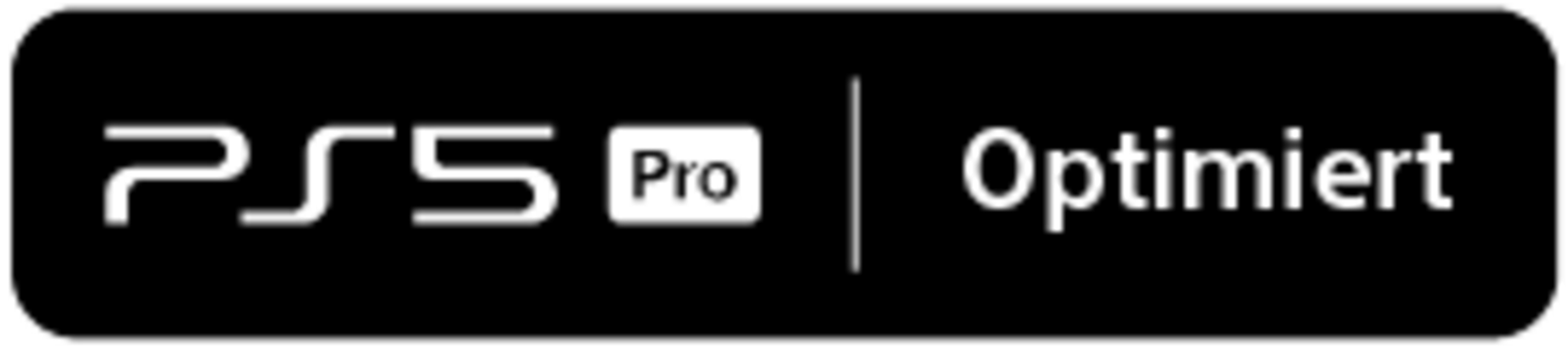 PS5 Pro Optimiert Logo auf schwarzem Hintergrund.