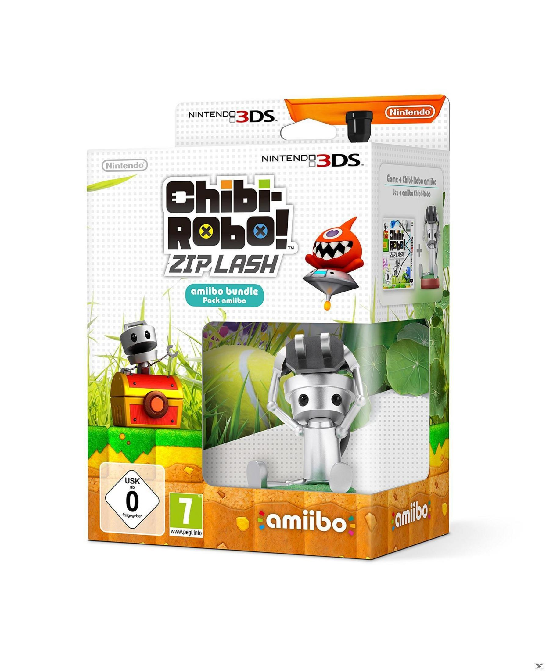 Verpackung für Chibi-Robo! Zip Lash Spiel und Amiibo für Nintendo 3DS.