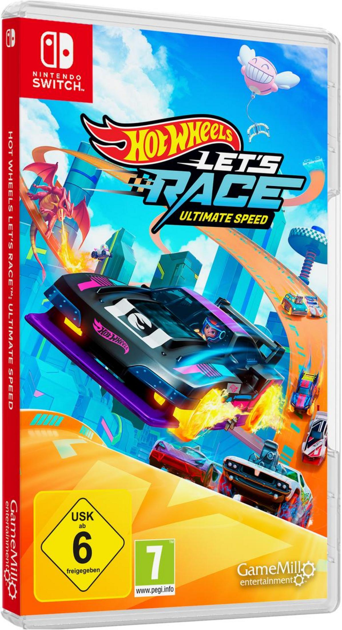 Copertina gioco Hot Wheels Let's Race per Nintendo Switch con auto e drago.