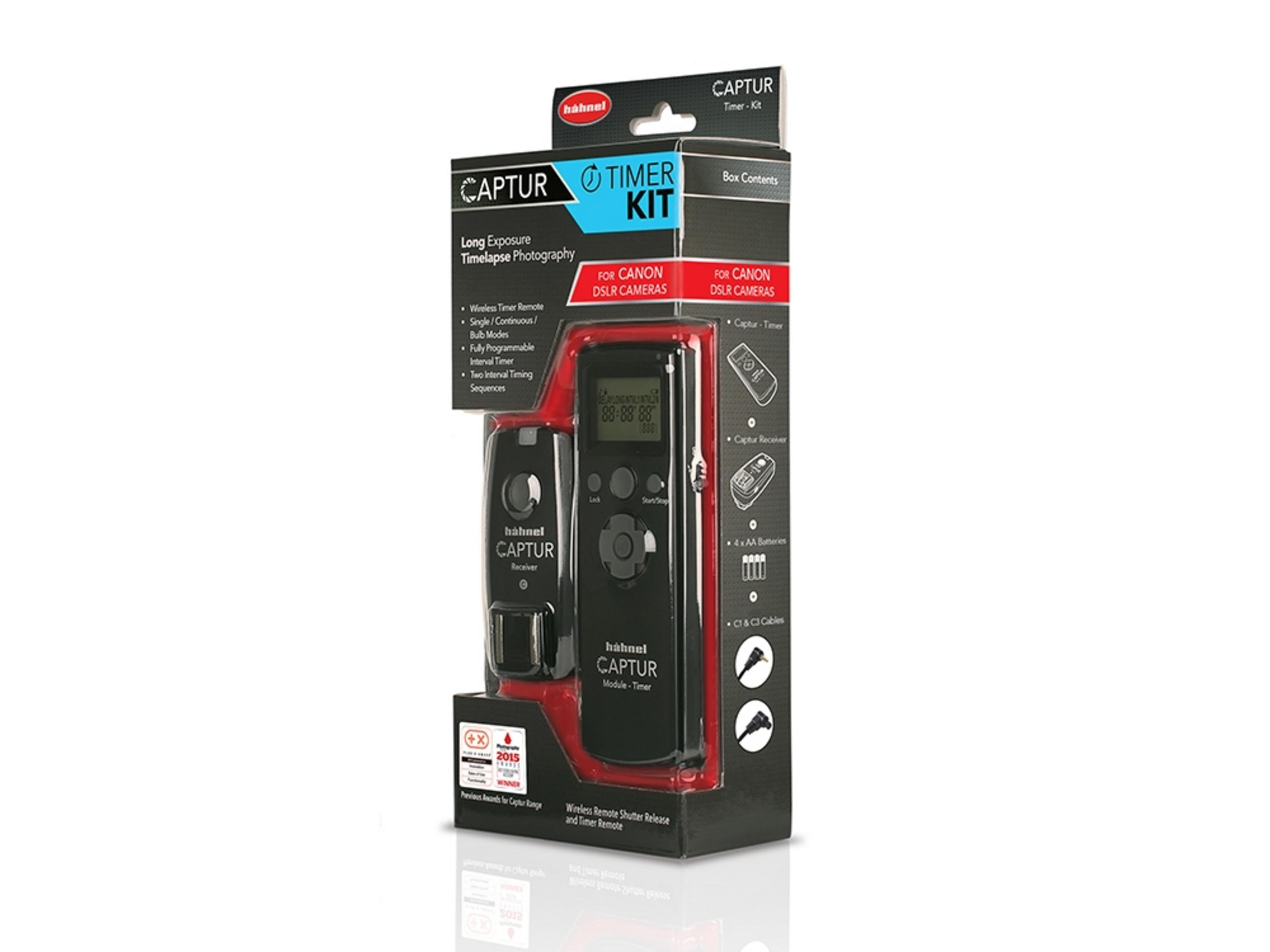 Hähnel Captur Timer Kit für Canon DSLR-Kameras, mit Fernbedienung und Empfänger.