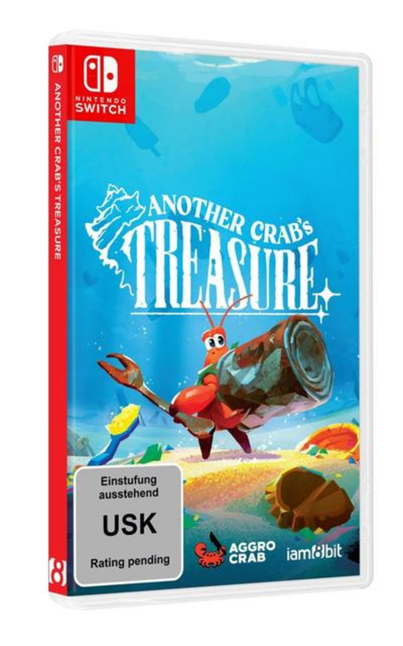 Un personaggio granchio spinge un barile di legno. Gioco Nintendo Switch.