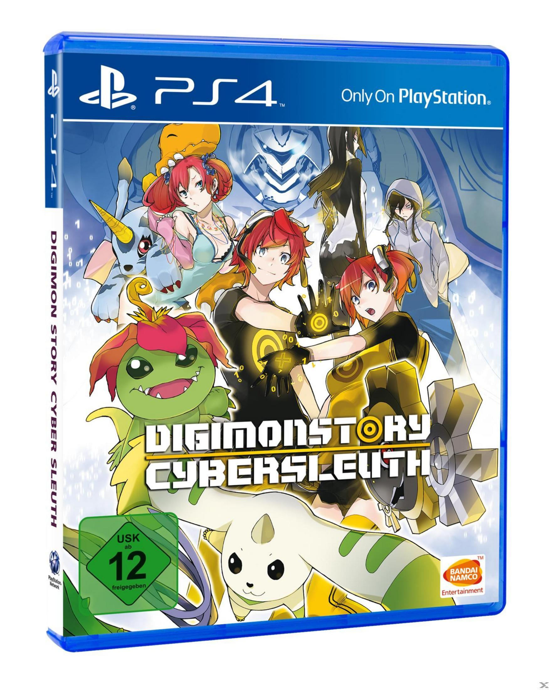 PS4-Spielhülle mit Digimon-Charakteren und dem Spieltitel 'Digimon Story Cyber Sleuth'.