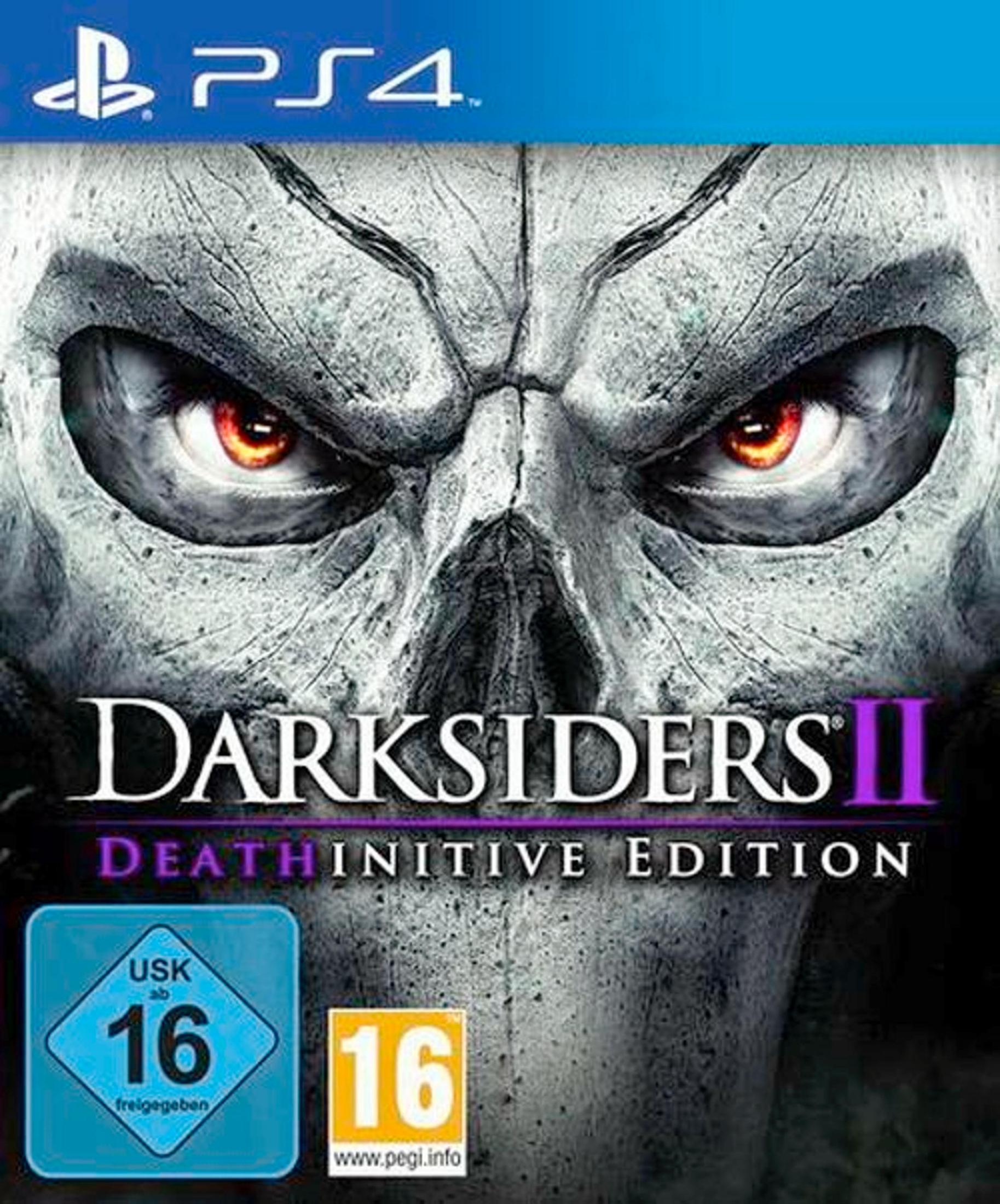 PS4 Spielcover Darksiders II, Tod mit roten Augen, USK 16 Siegel.