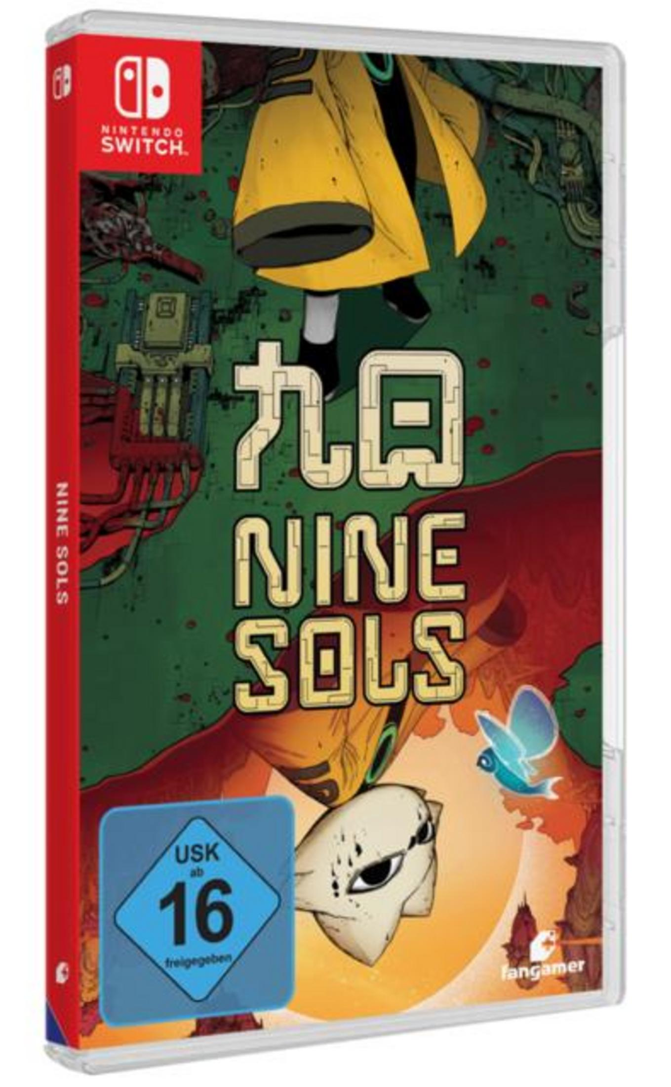 Copertina del gioco Nintendo Switch "Nine Sols" con personaggio in cappotto giallo.