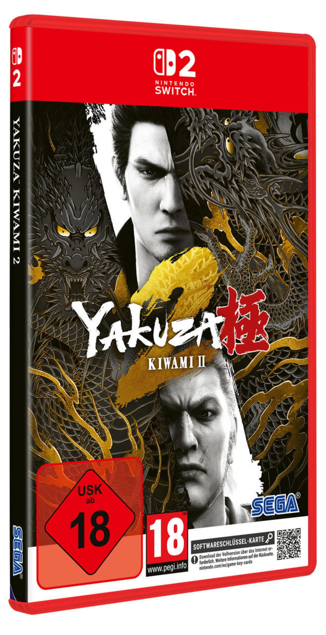 Yakuza Kiwami 2 Nintendo Switch-Hülle mit Drachen und Männergesichtern.