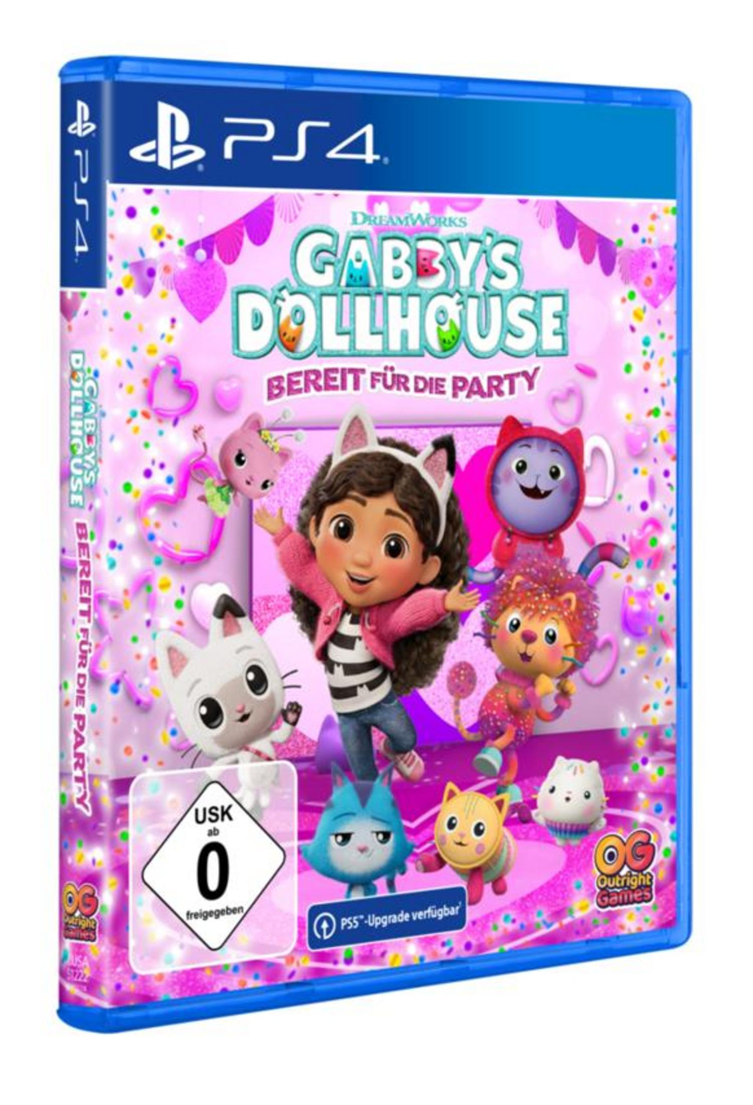 Boîtier de jeu PS4 avec Gabby et amis chats, thème fête.