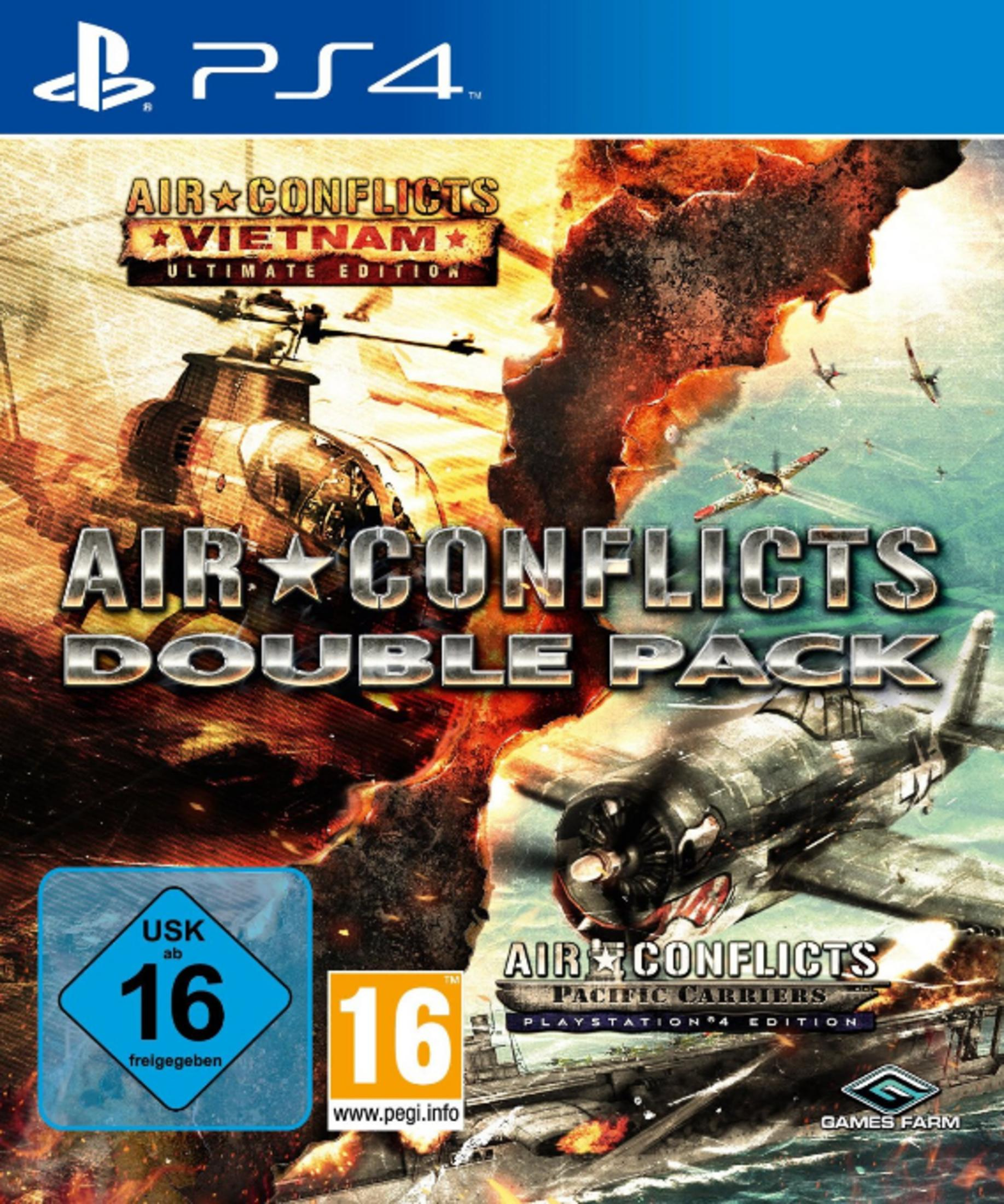 PS4-Spielcover mit Flugzeugen, Explosionen und Altersfreigabe 16.