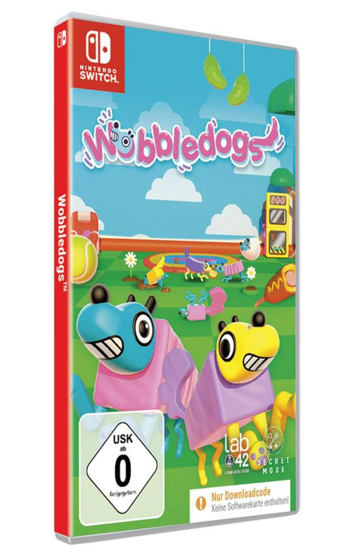 Copertina gioco Nintendo Switch Wobbledogs con creature colorate e logo.