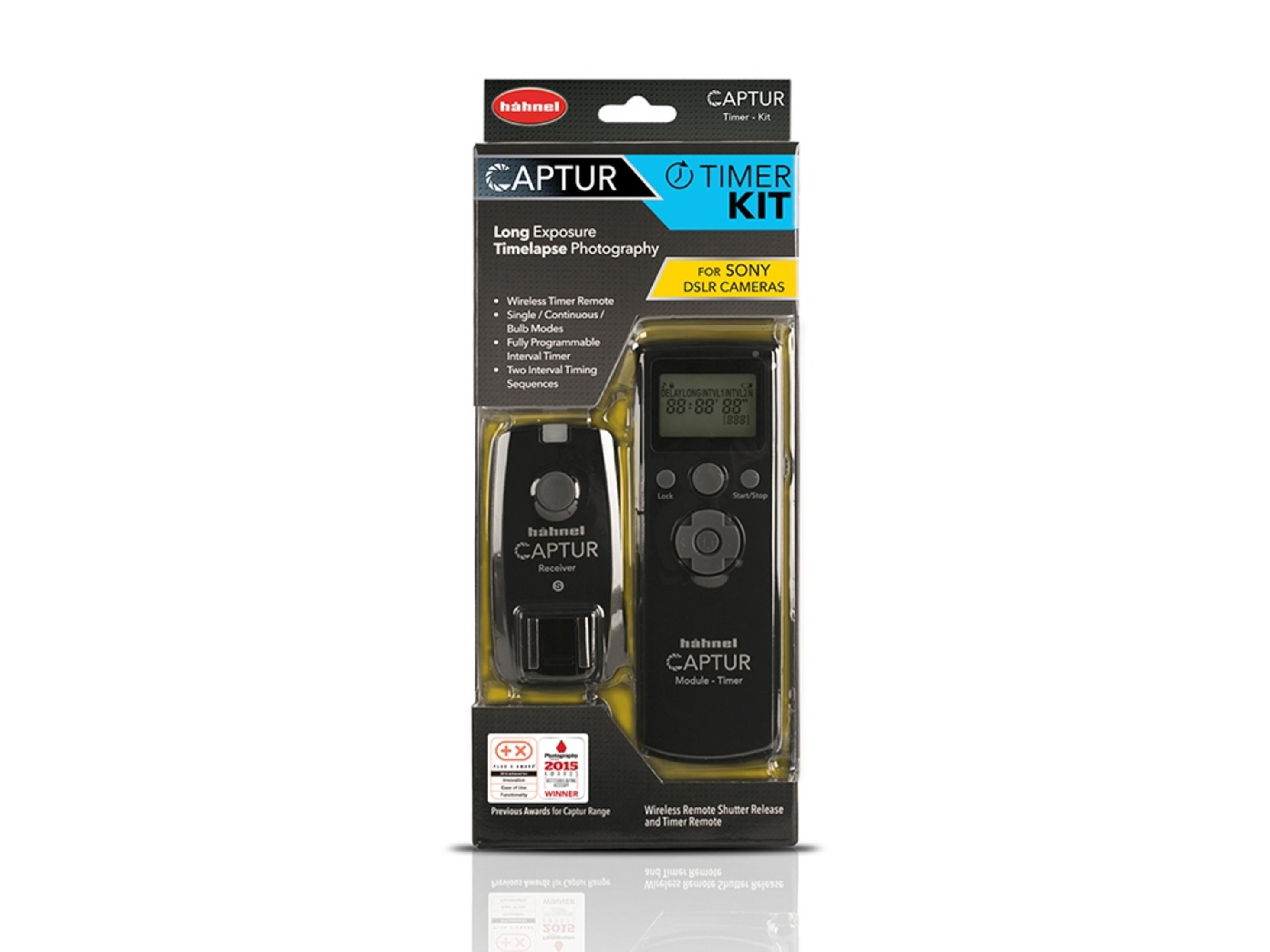 Hähnel Captur Timer Kit für Sony DSLRs, mit Fernbedienung und Empfänger.