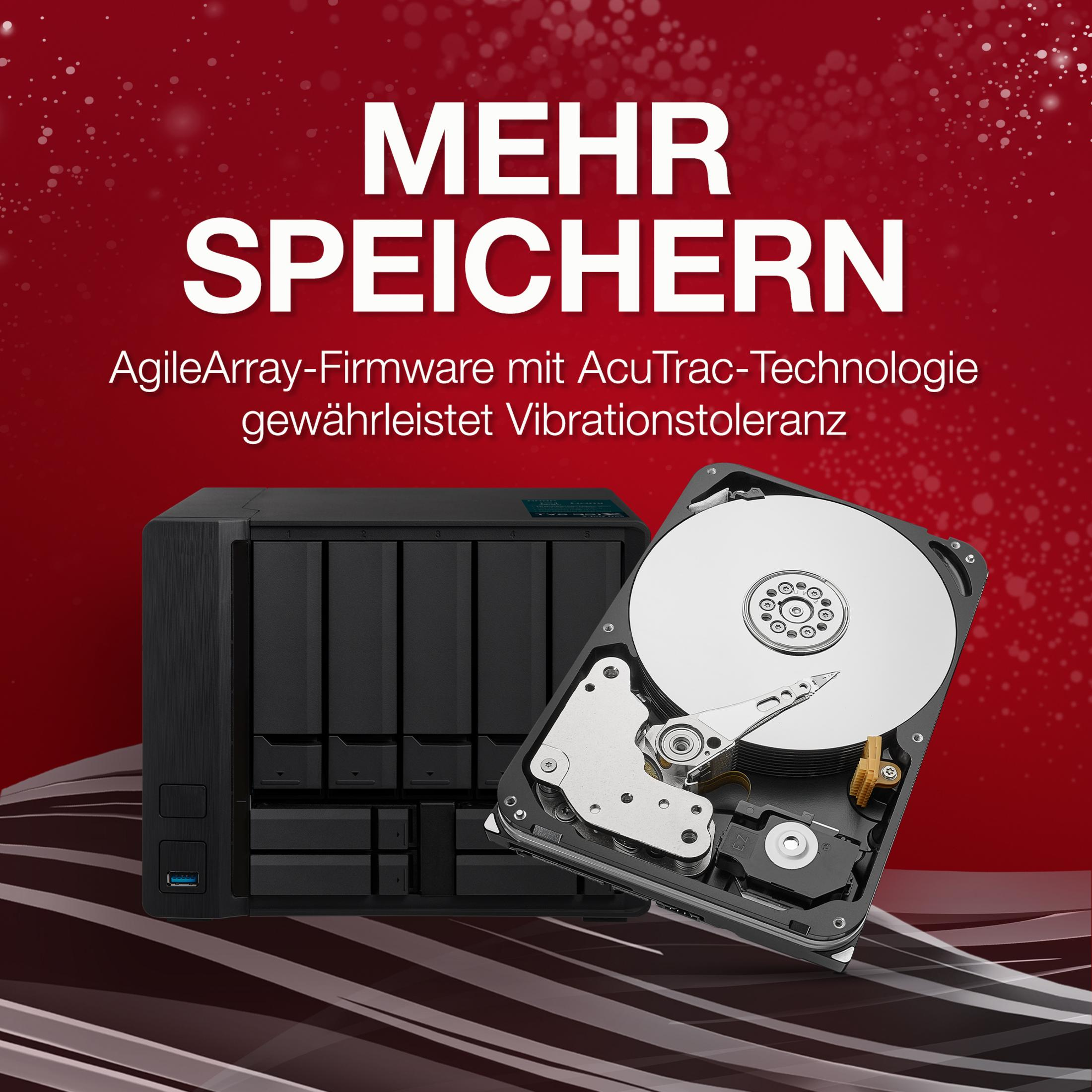 Dysk twardy i urządzenie NAS na czerwonym tle z tekstem.