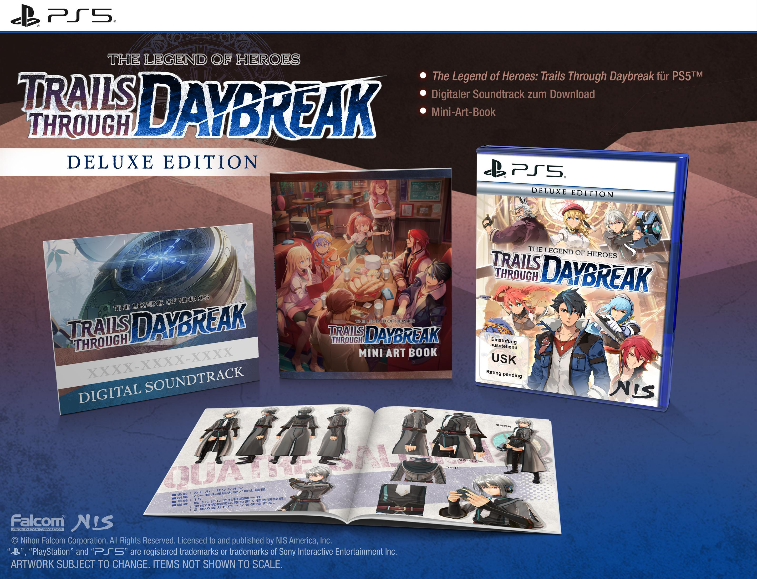 PS5 Deluxe Edition von 'The Legend of Heroes' mit Artbook, Soundtrack & Spielhülle.