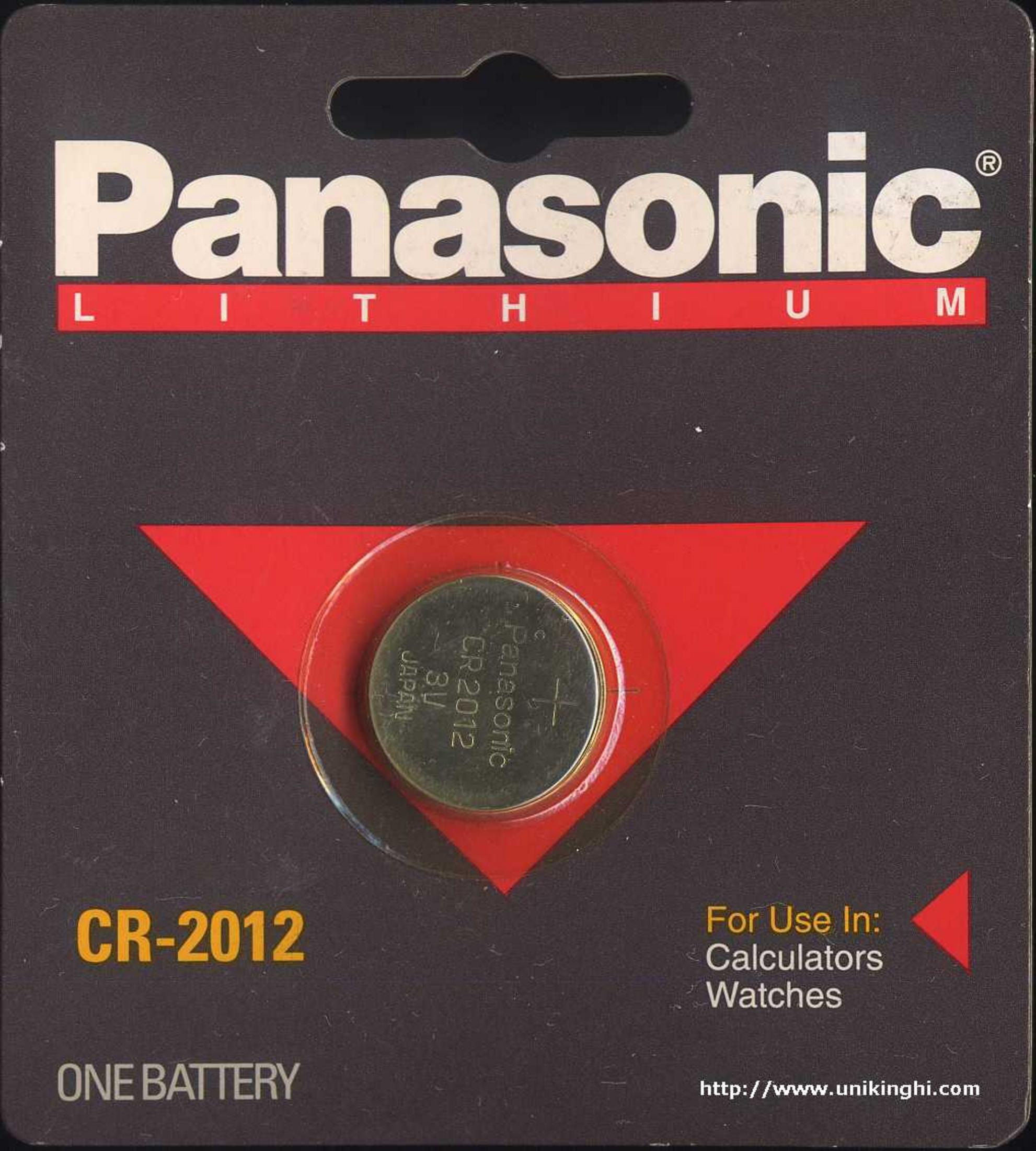Pack de baterías de litio Panasonic CR-2012 con una pila de botón de 3V, para calculadoras y relojes.