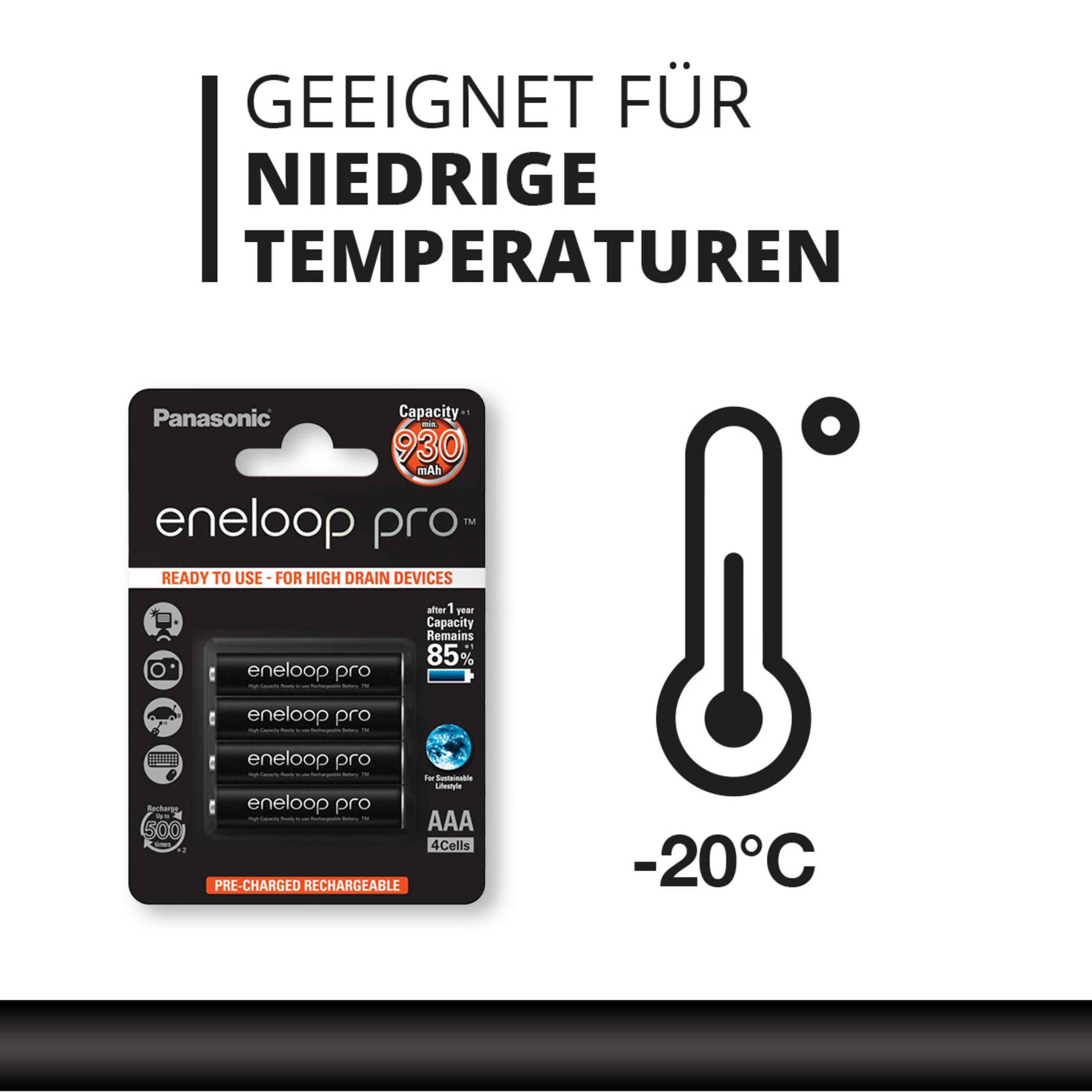 Baterie Panasonic eneloop pro AAA do niskich temperatur, 930 mAh, ładowalne.