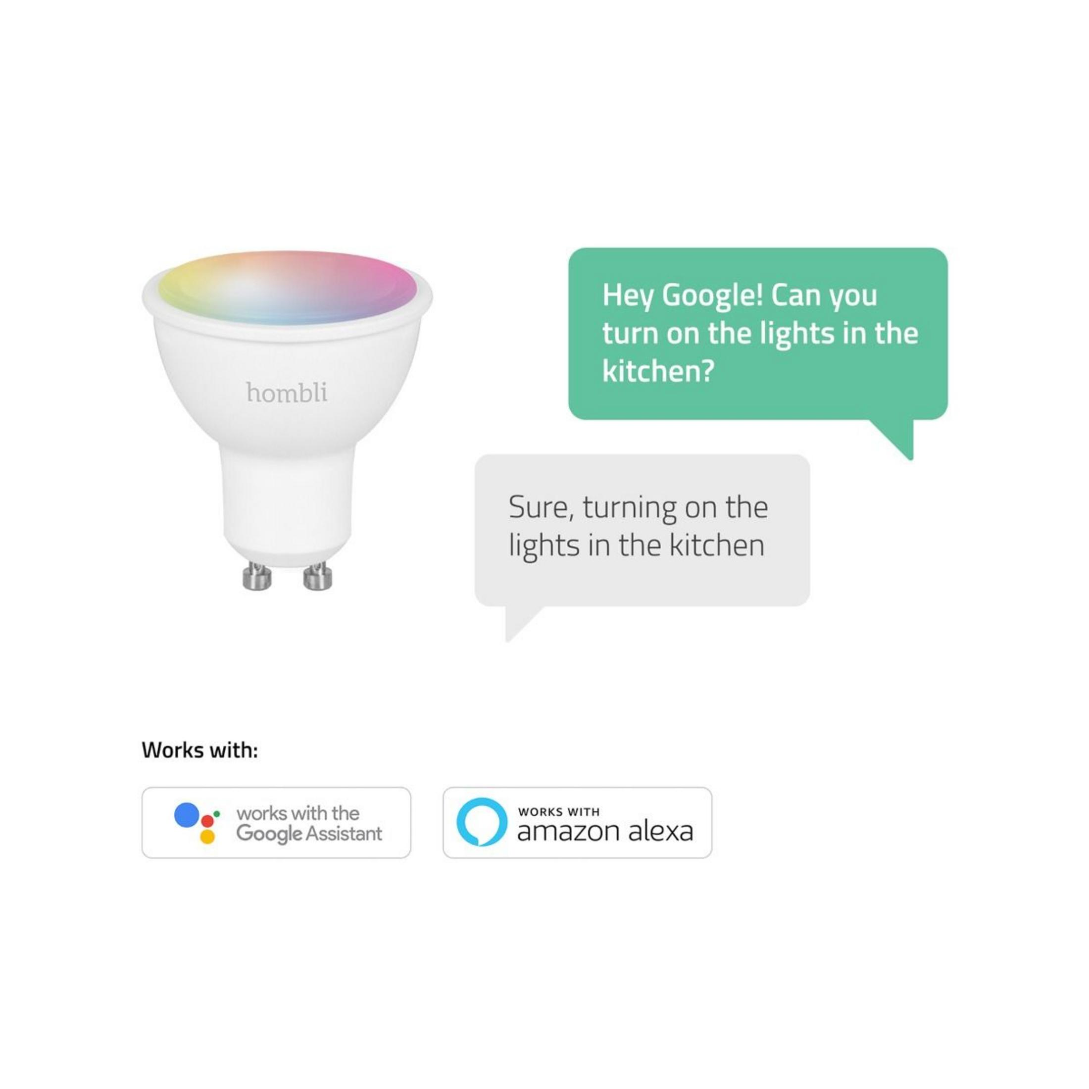 Lampadina Hombli con gradiente di colore, compatibile Google e Alexa.