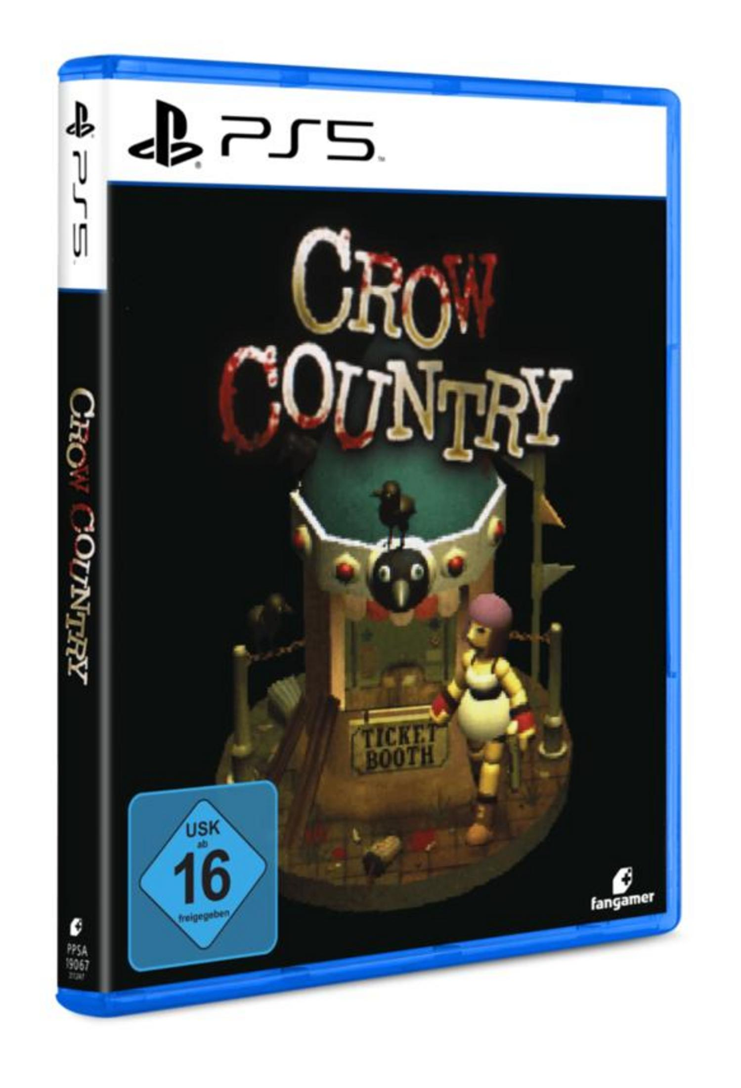 Boîtier du jeu PS5 "Crow Country" avec un guichet et un personnage.
