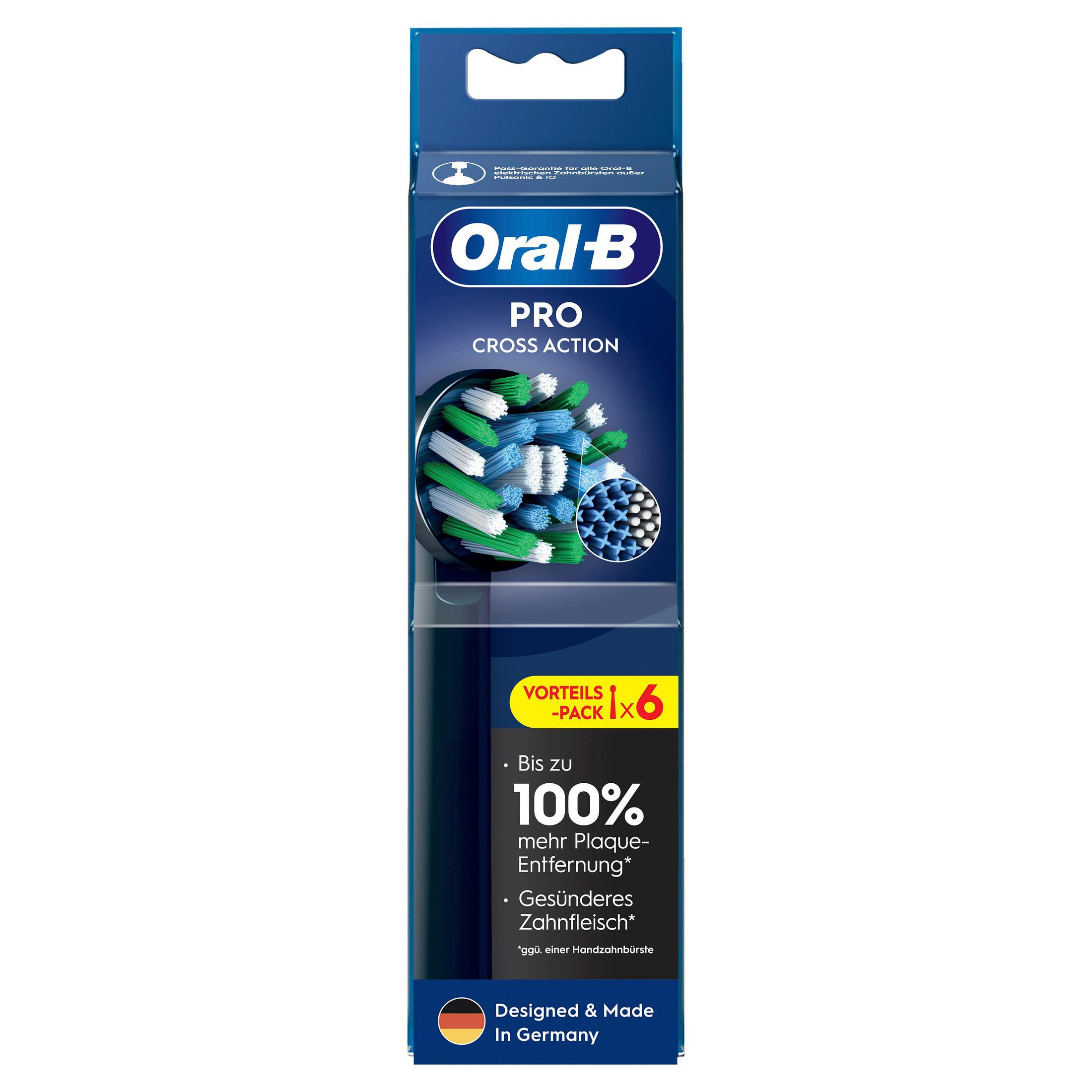 Oral-B Pro Cross Action Zahnbürstenköpfe, 6er-Pack, designed in Germany.