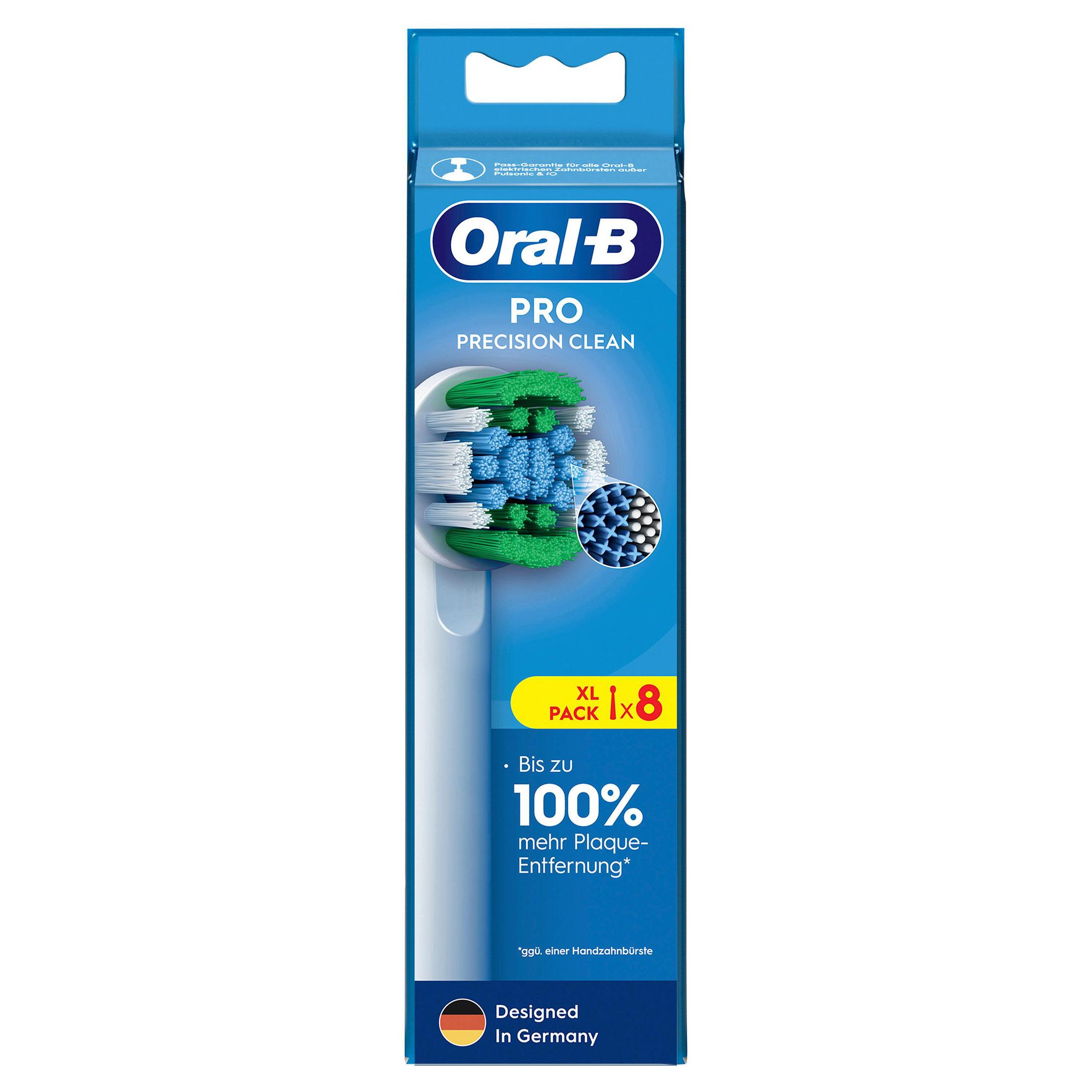 Têtes de brosse Oral-B Pro Precision Clean, lot de 8. Blanc, bleu, vert.