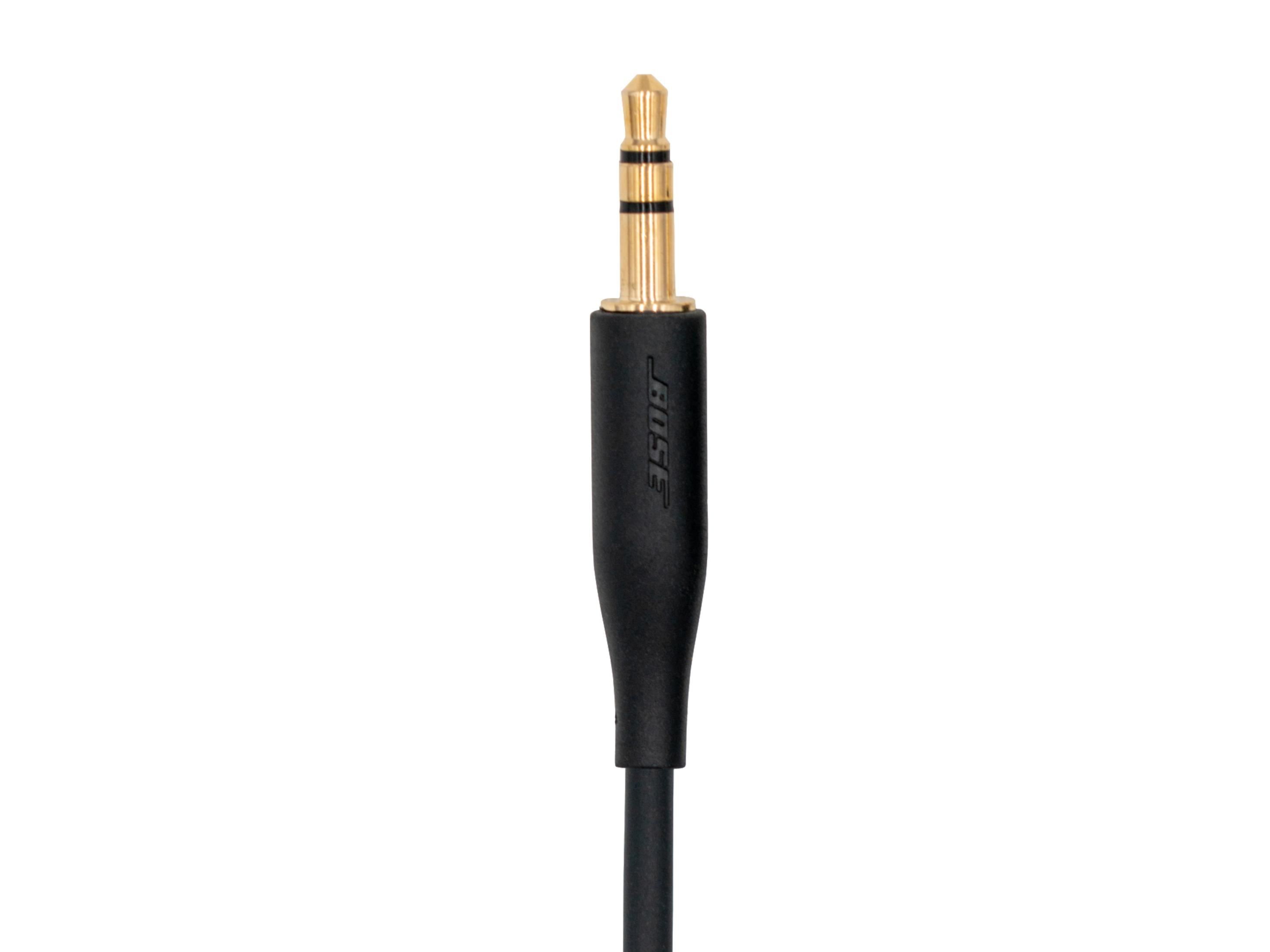 Goldener 3,5-mm-Klinkenstecker mit schwarzem Bose-Griff.