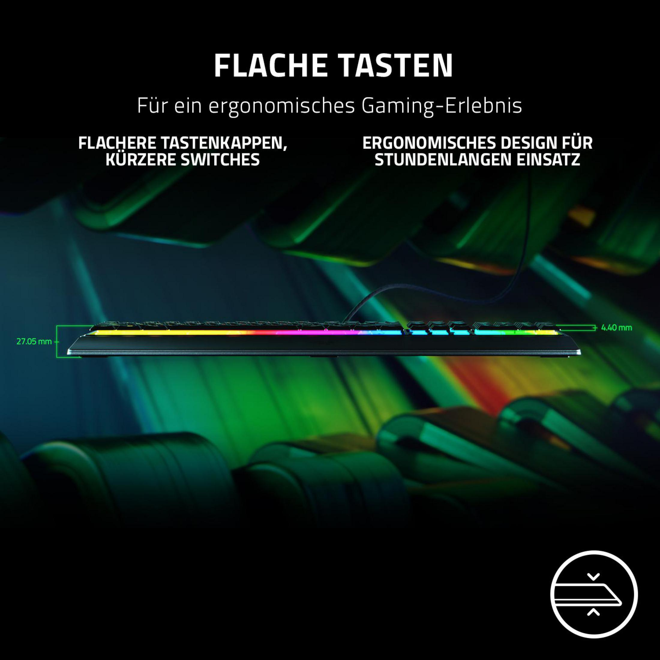 Płaskie klawisze z ergonomicznym designem, wysokość 27,05 mm i przełączniki 4,40 mm.