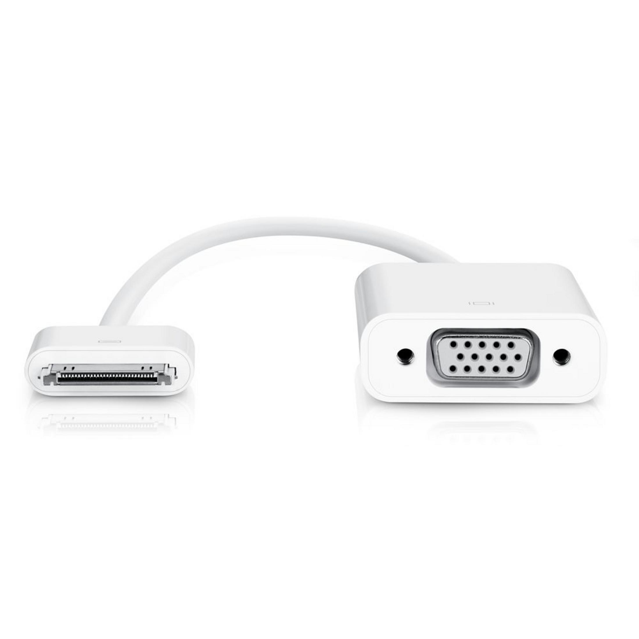 Ein weißer Adapter mit Lightning-Stecker und VGA-Anschluss.