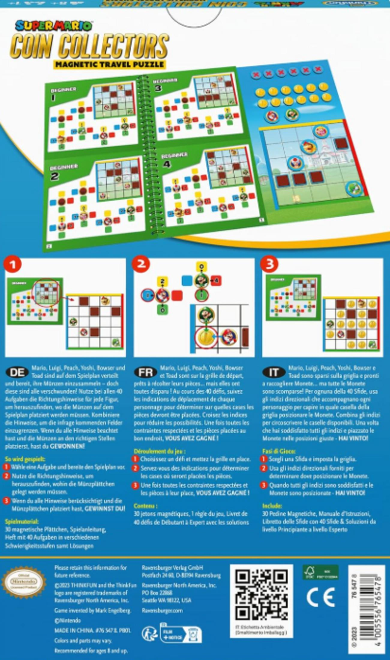 Super Mario Coin Collectors: Magnetyczna gra podróżna z 40 zadaniami dla 8+.