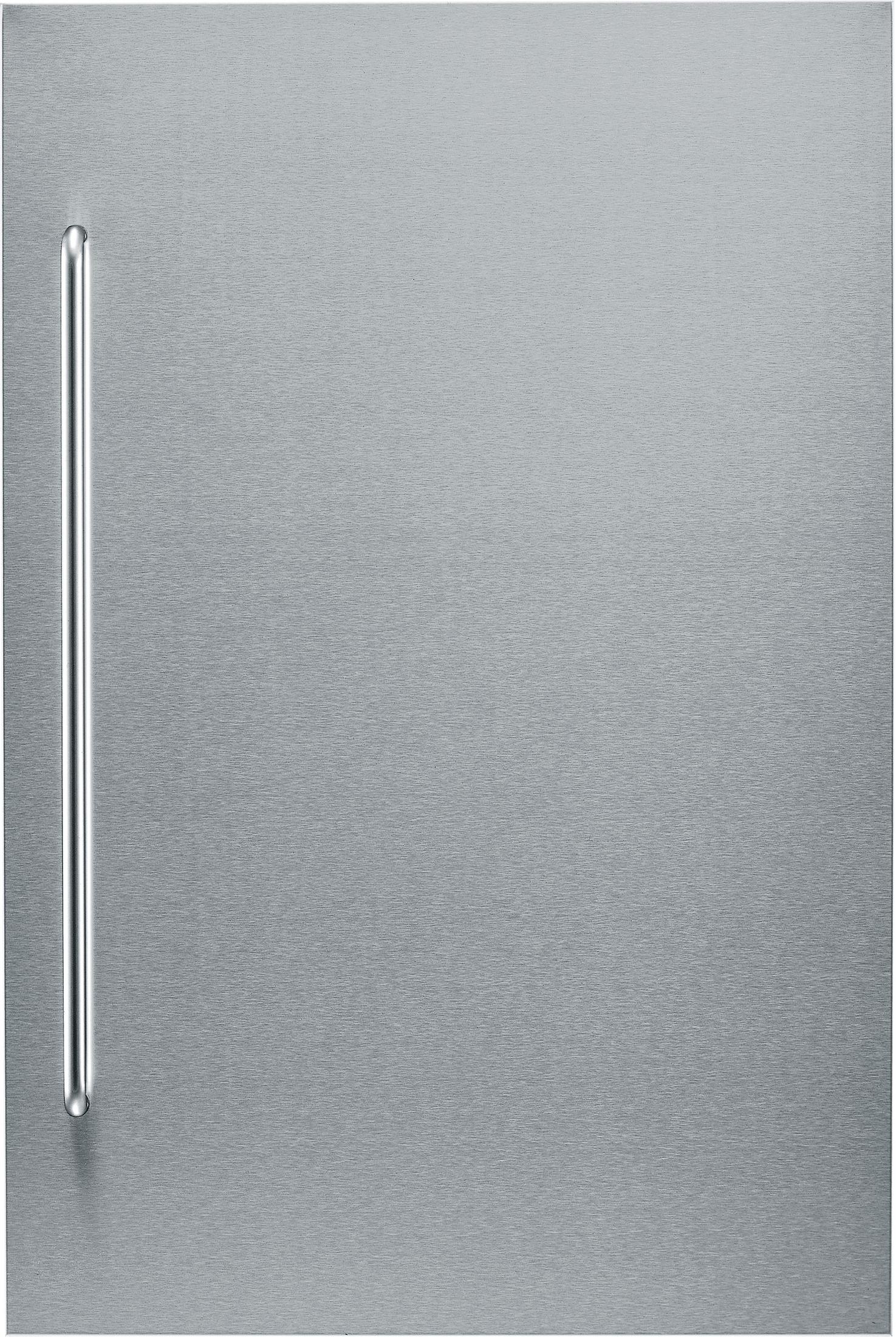 Gebürstete Metalloberfläche mit einem vertikalen silbernen Griff links.