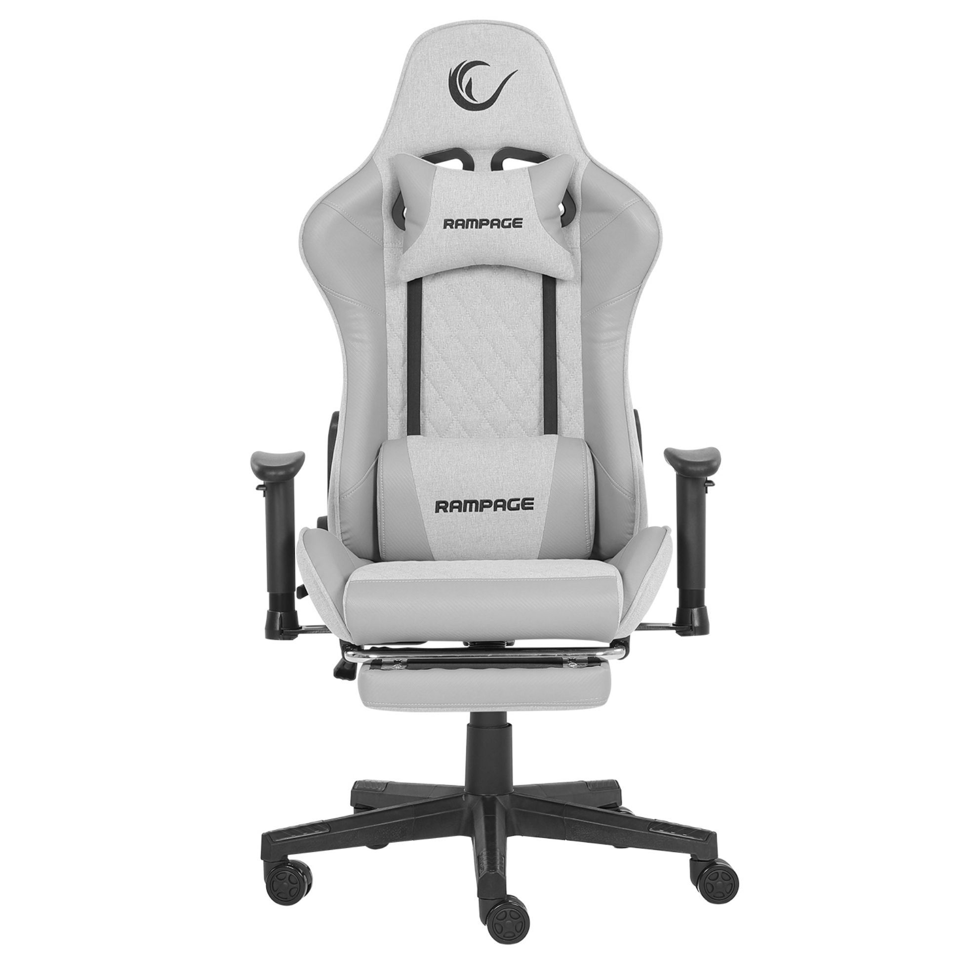 RAMPAGE KL-R27 Elemental Ayak Dayama Yerli Terletmez Kumaş Gri / Karbon Gaming Oyuncu Koltuğu Gri