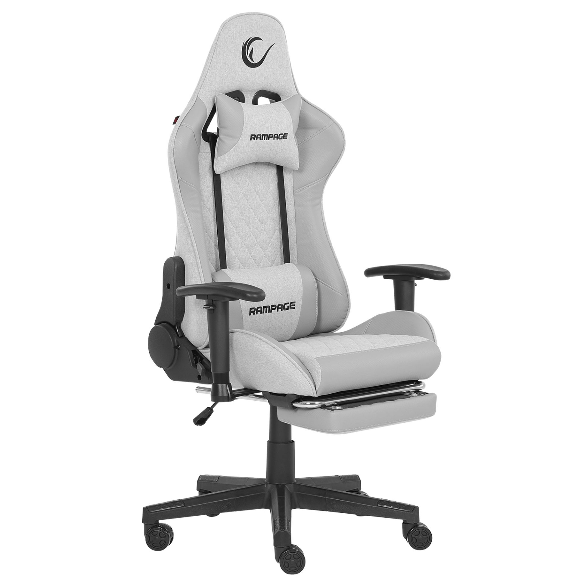 RAMPAGE KL-R27 Elemental Ayak Dayama Yerli Terletmez Kumaş Gri / Karbon Gaming Oyuncu Koltuğu Gri