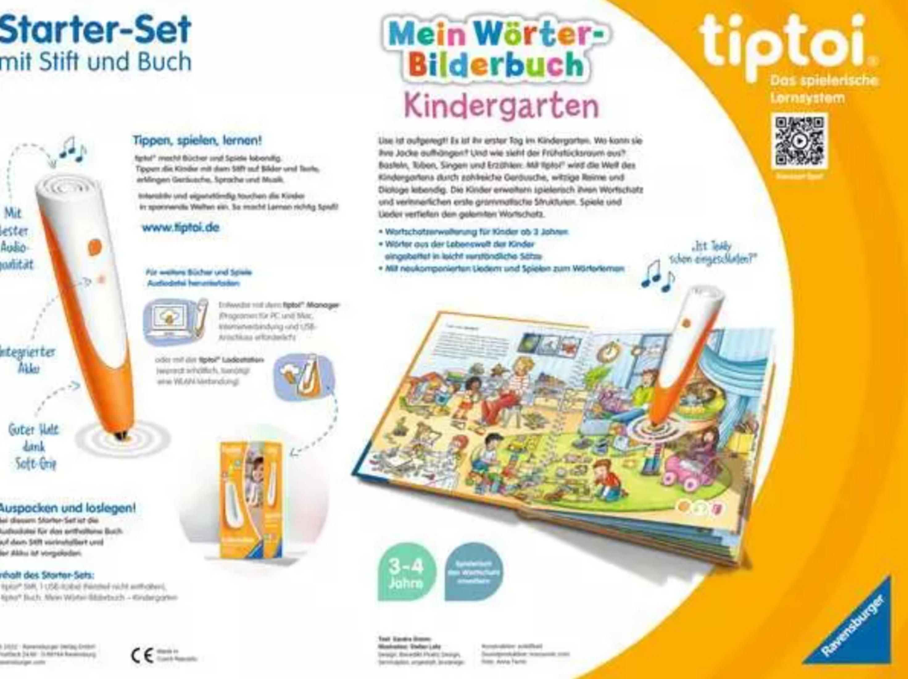 Set starter Tiptoi con penna Tiptoi e libro illustrato per l'infanzia.