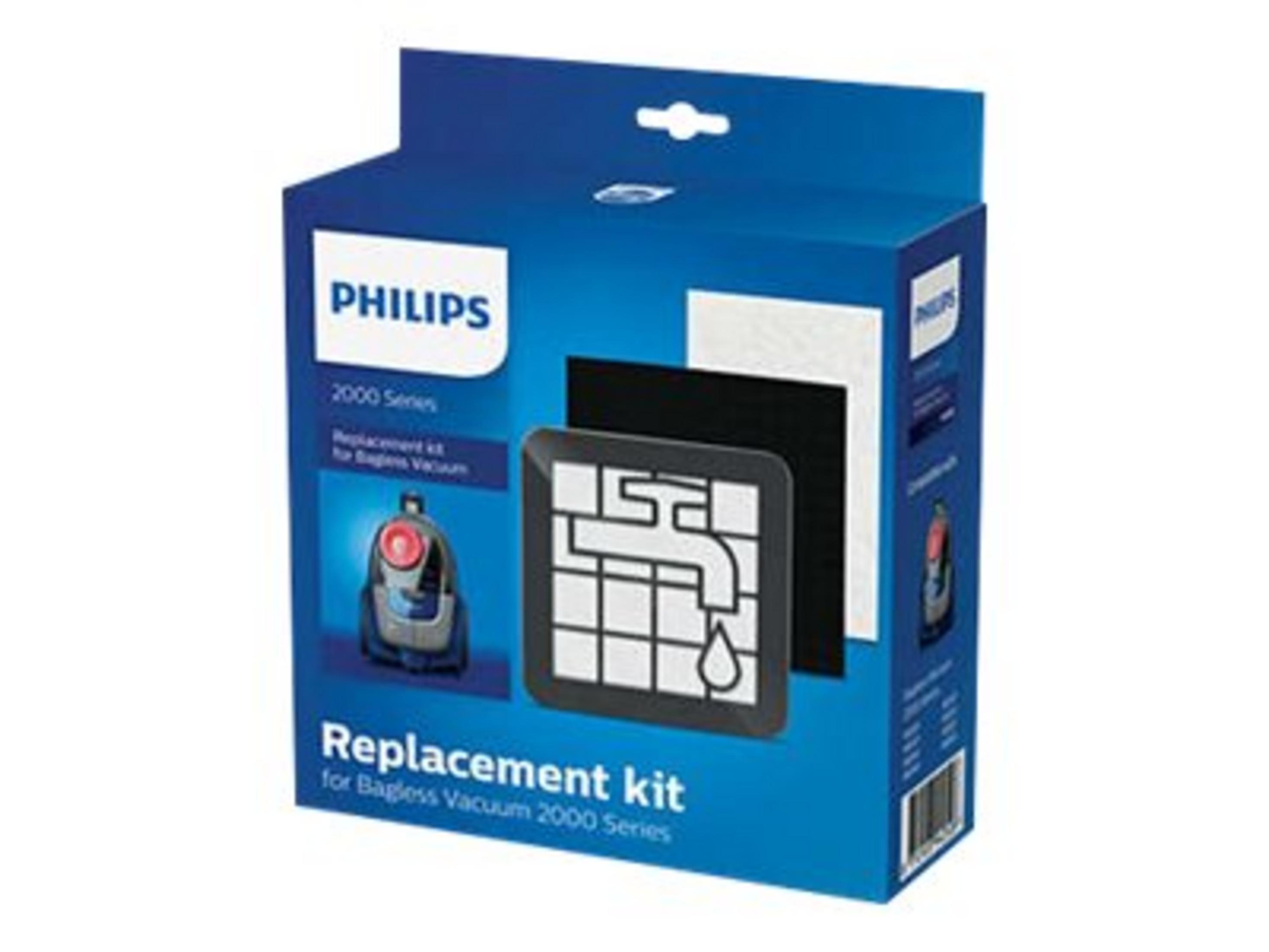 Zestaw zamienny Philips do odkurzaczy bezworkowych serii 2000, niebieskie pudełko.