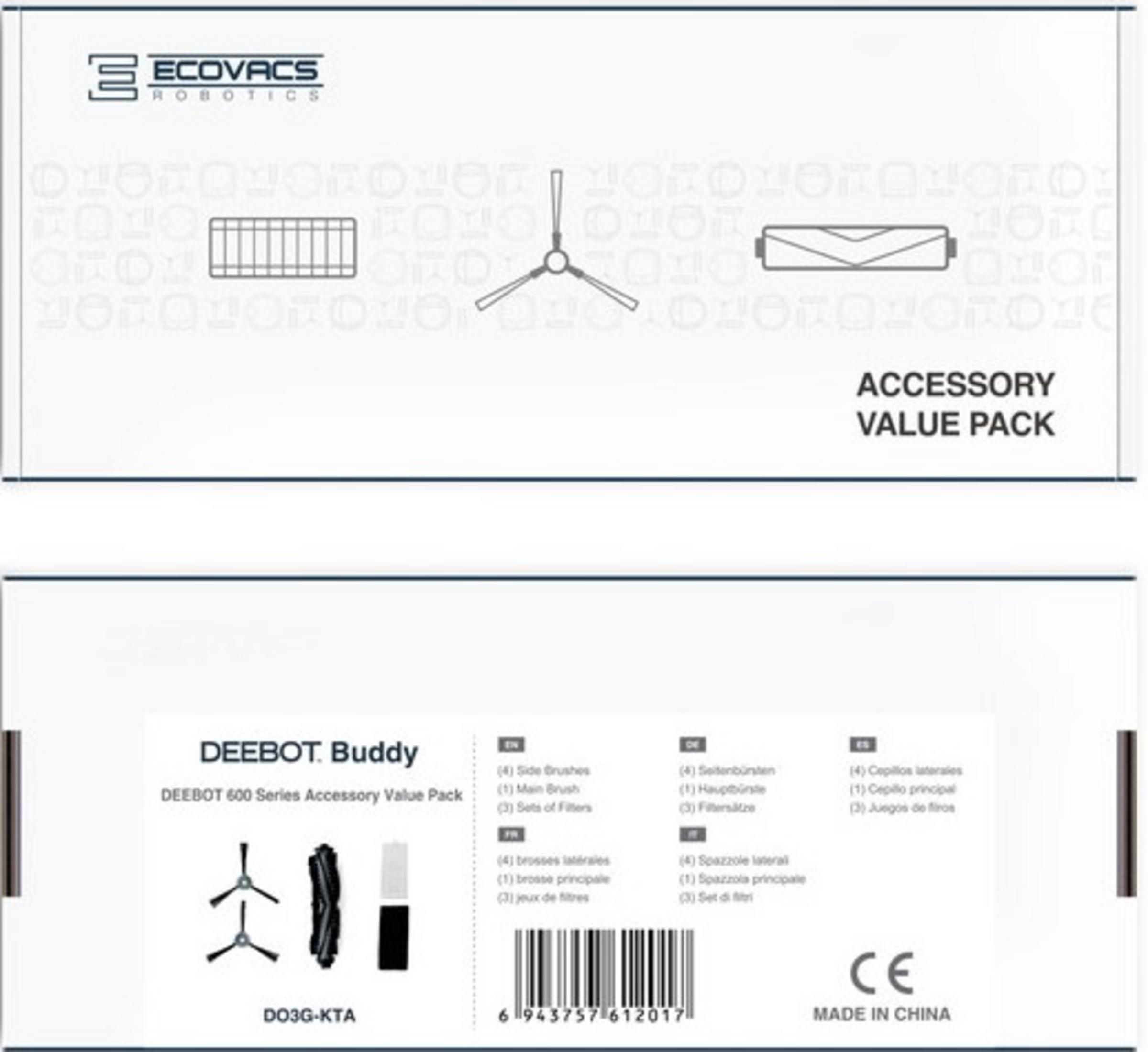Paquete de accesorios Ecovacs para DEEBOT 600 con cepillos y filtros.