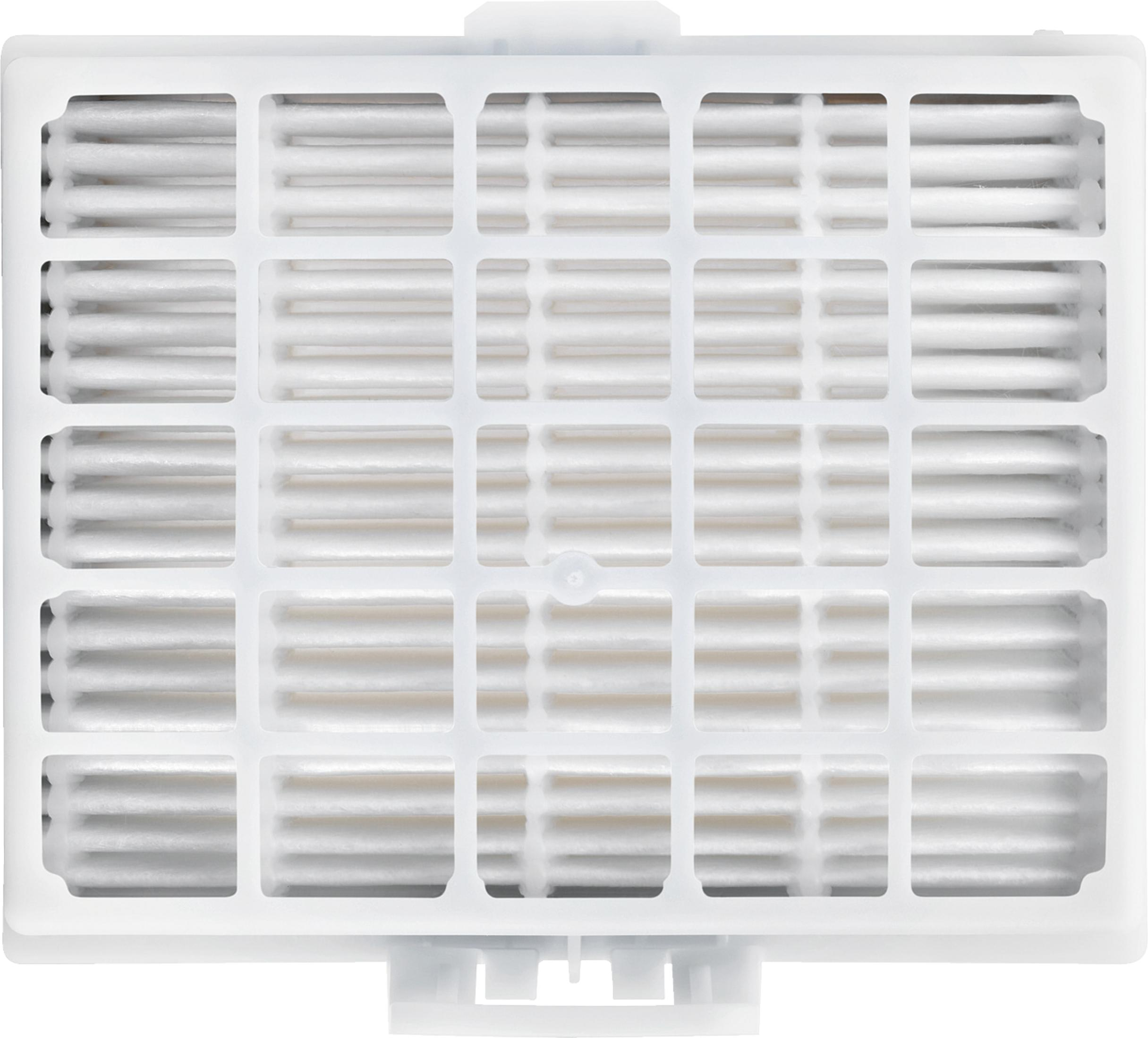 Ein weißer HEPA-Filter mit rechteckigen Kammern, gefüllt mit Falten.