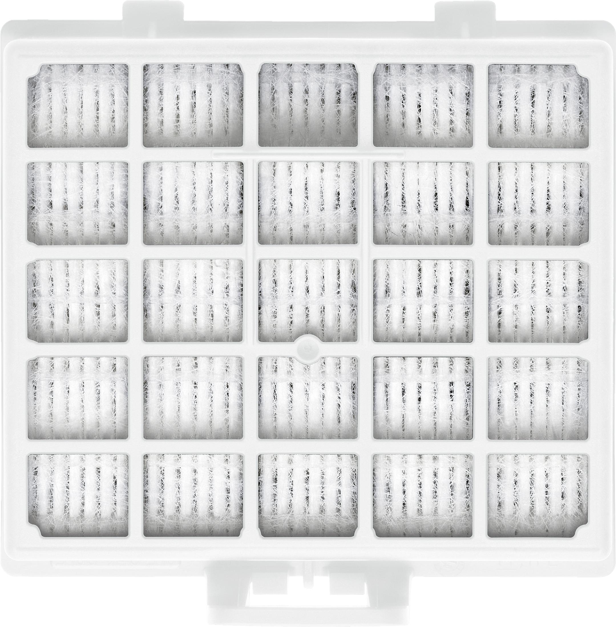 Un contenitore bianco in plastica con 24 scomparti, ognuno contenente un filtro bianco.
