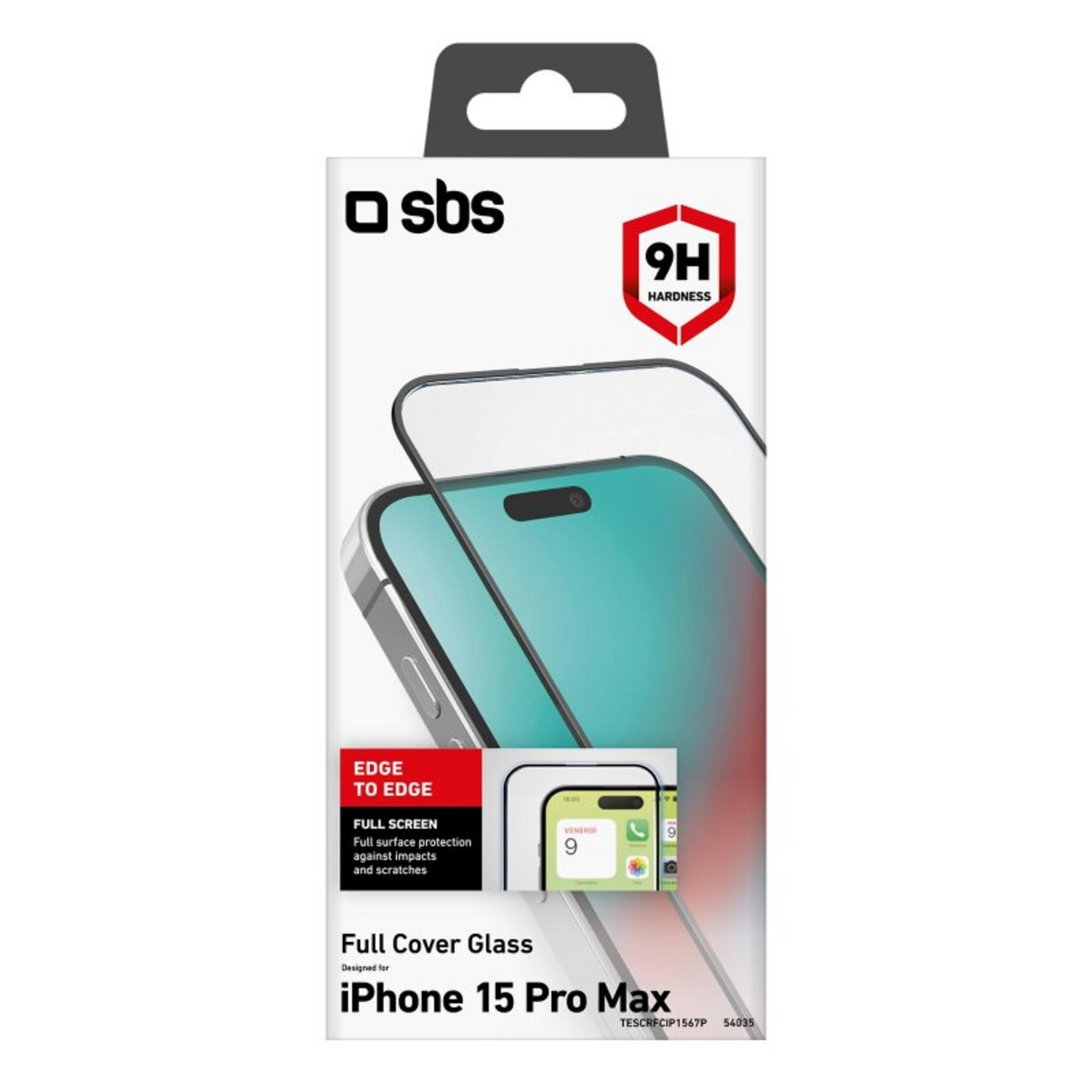 Opakowanie SBS do folii ochronnej na ekran iPhone 15 Pro Max, twardość 9H.