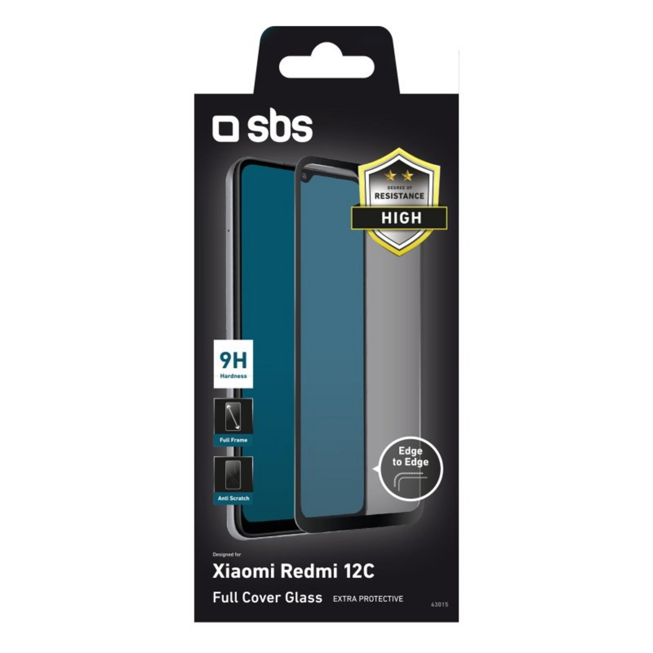 Vetro SBS Full Cover per Xiaomi Redmi 12C, durezza 9H, da bordo a bordo.