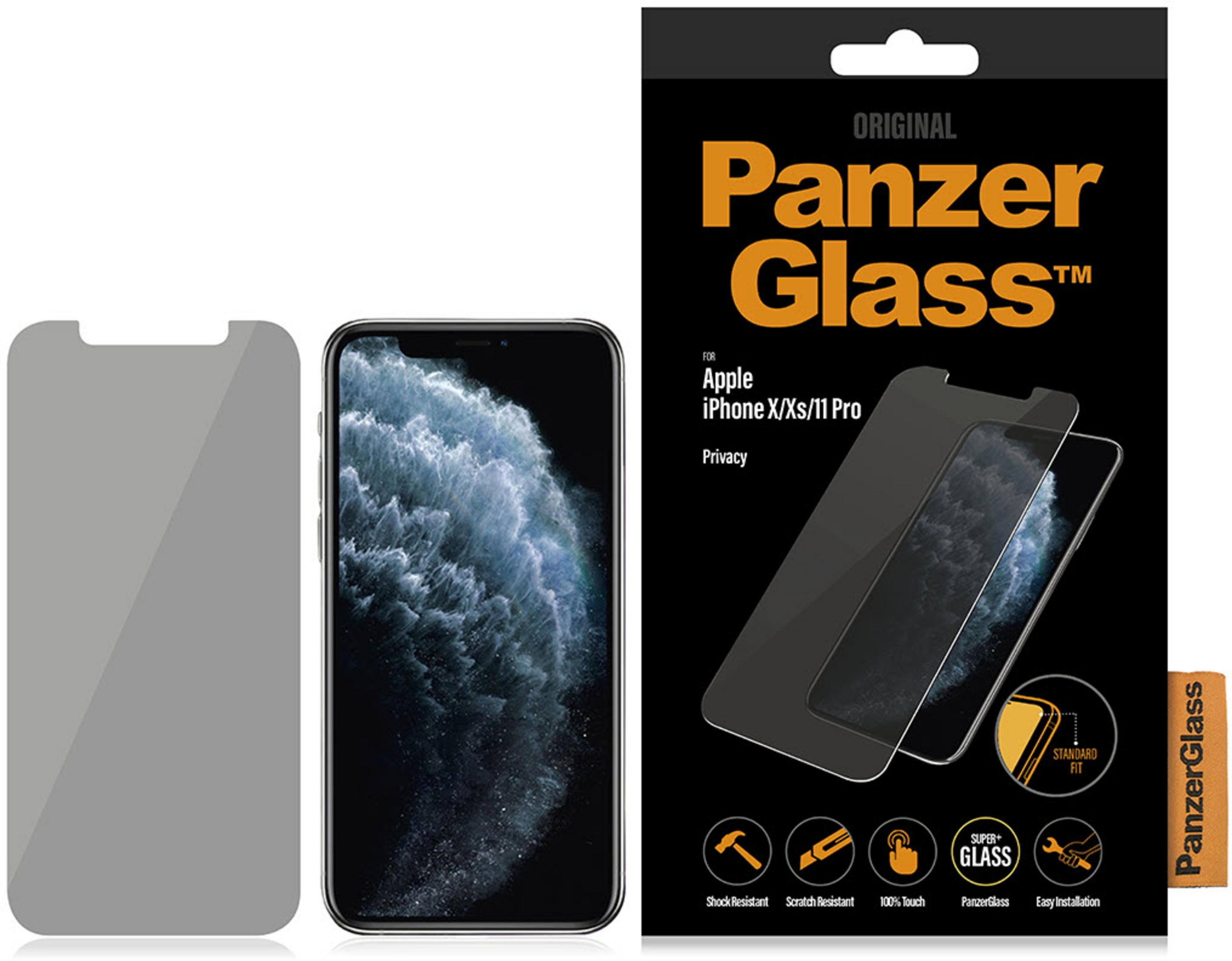 Confezione e protezione schermo per iPhone X/Xs/11 Pro di PanzerGlass.