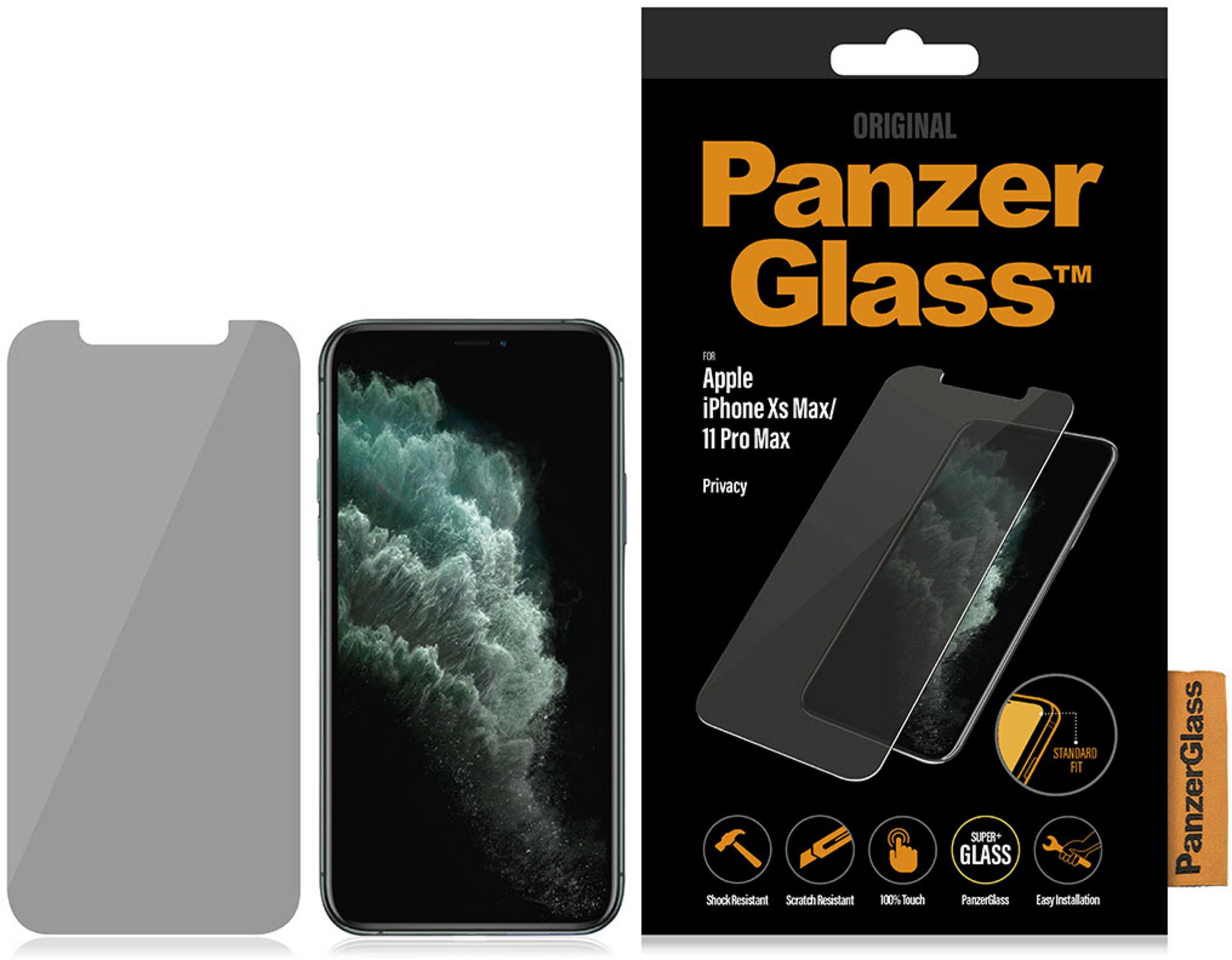 Confezione PanzerGlass con protezione schermo privacy per iPhone.