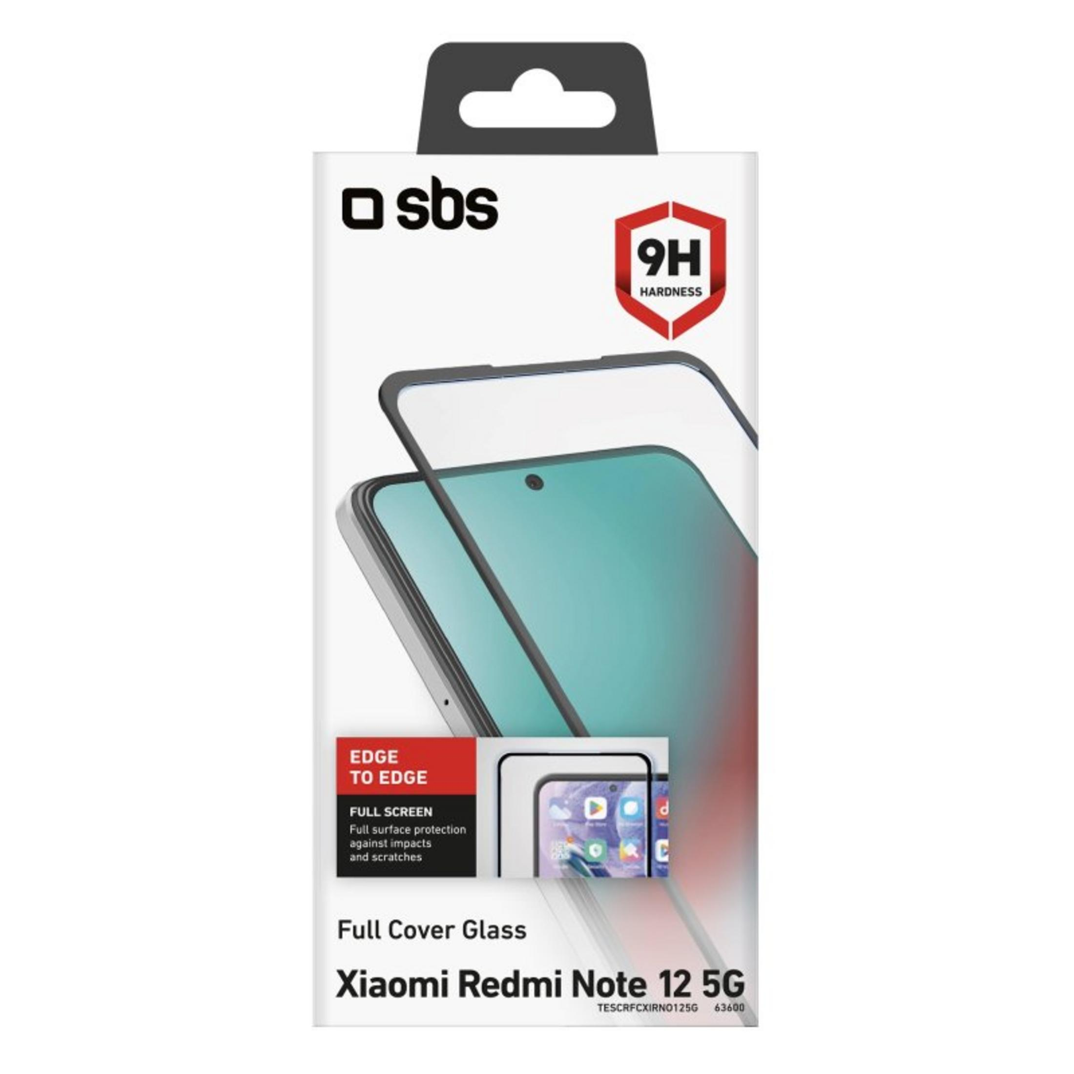 Protezione schermo SBS per Xiaomi Redmi Note 12 5G, durezza 9H, da bordo a bordo.