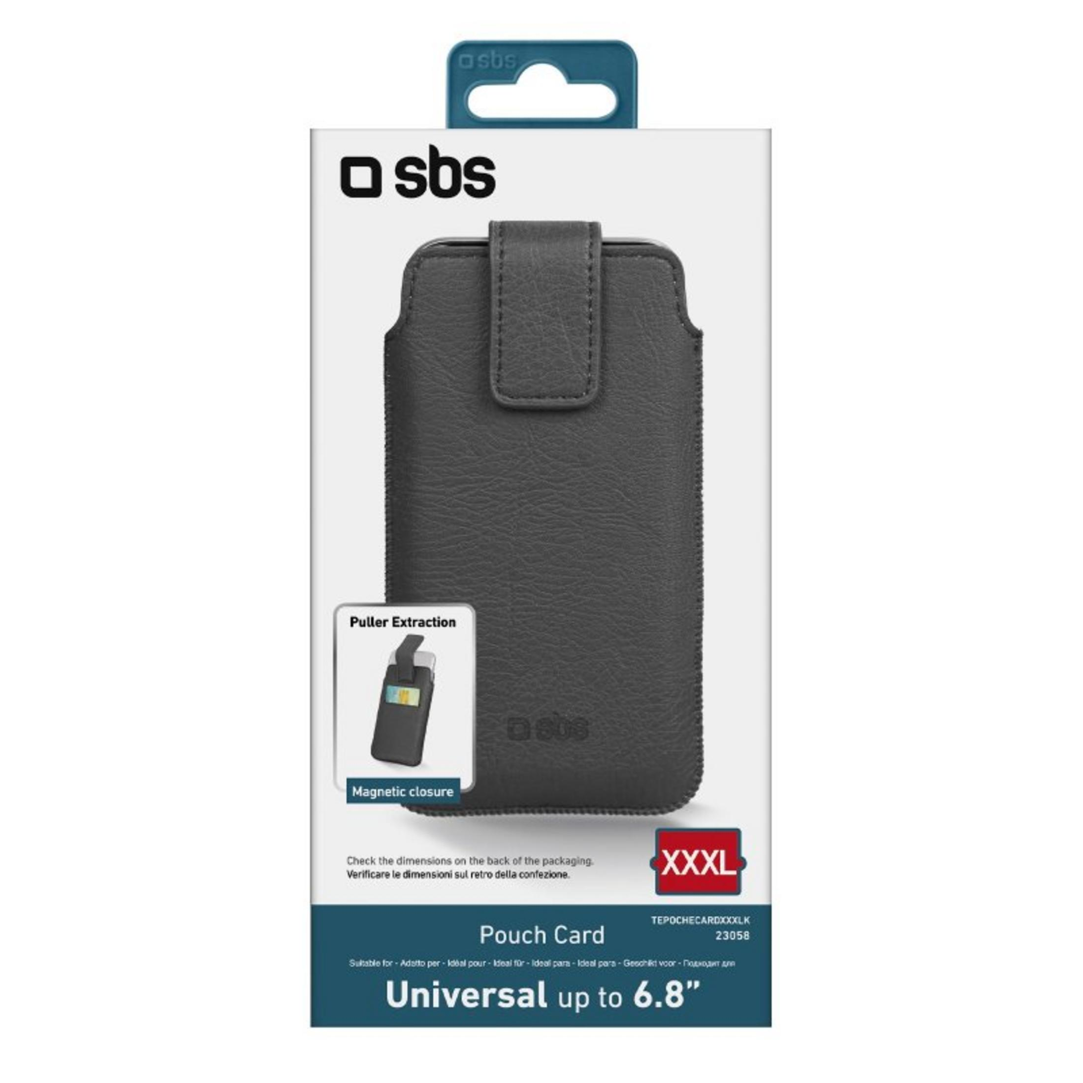Schwarze SBS Handy-Tasche, Größe XXXL, für Geräte bis 6,8 Zoll.